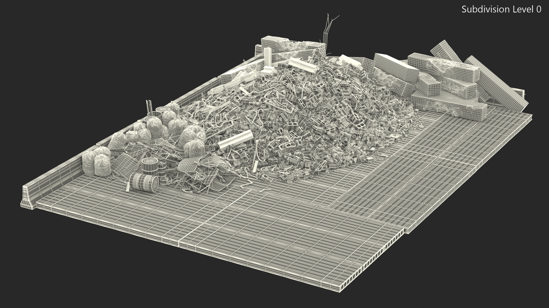 Large Pile of Construction Waste 3D