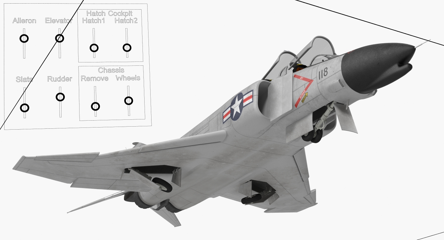 3D F 4 Phantom II US Navy 2 Rigged