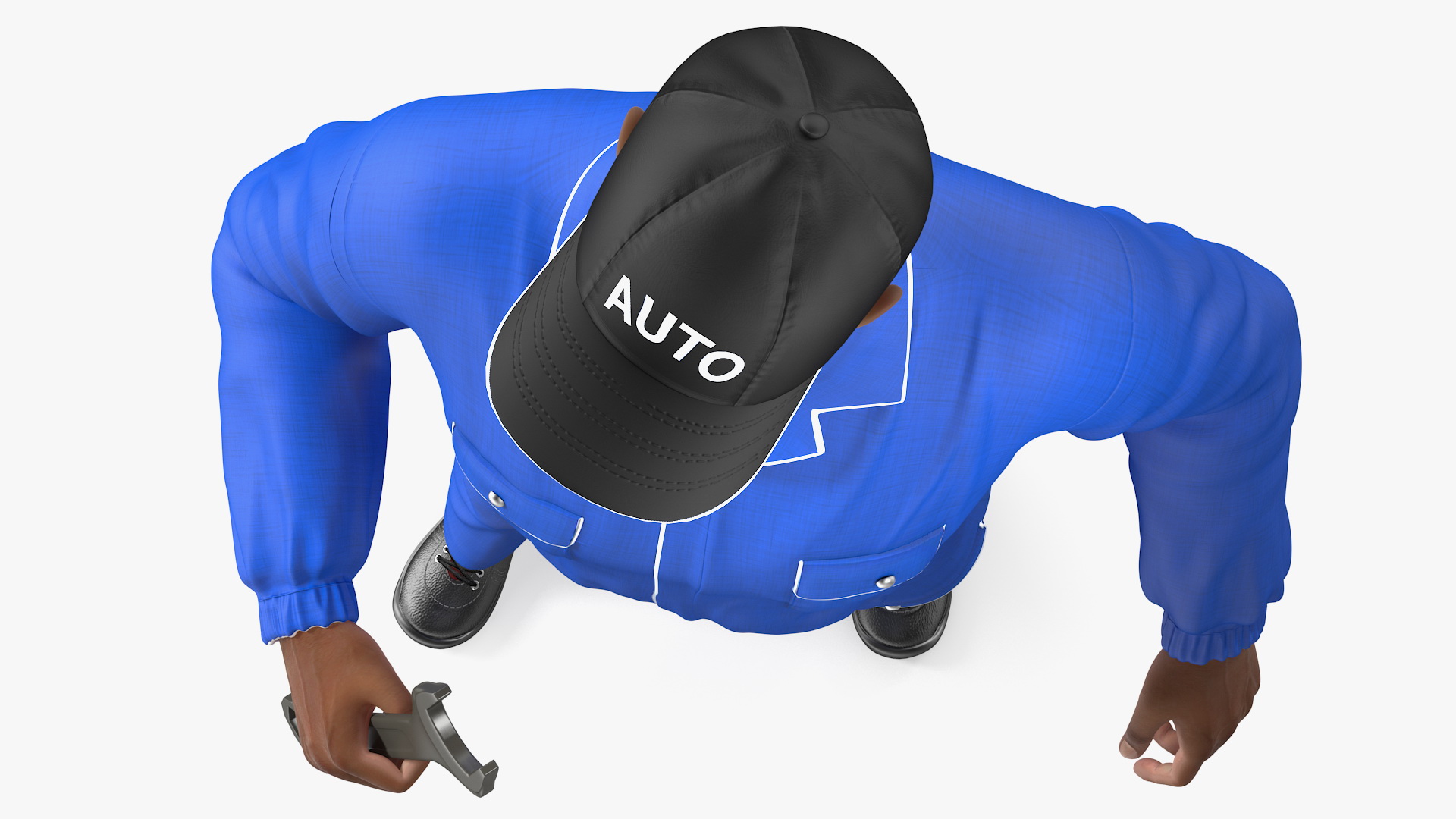 Light Skin Black Car Mechanic 3D model