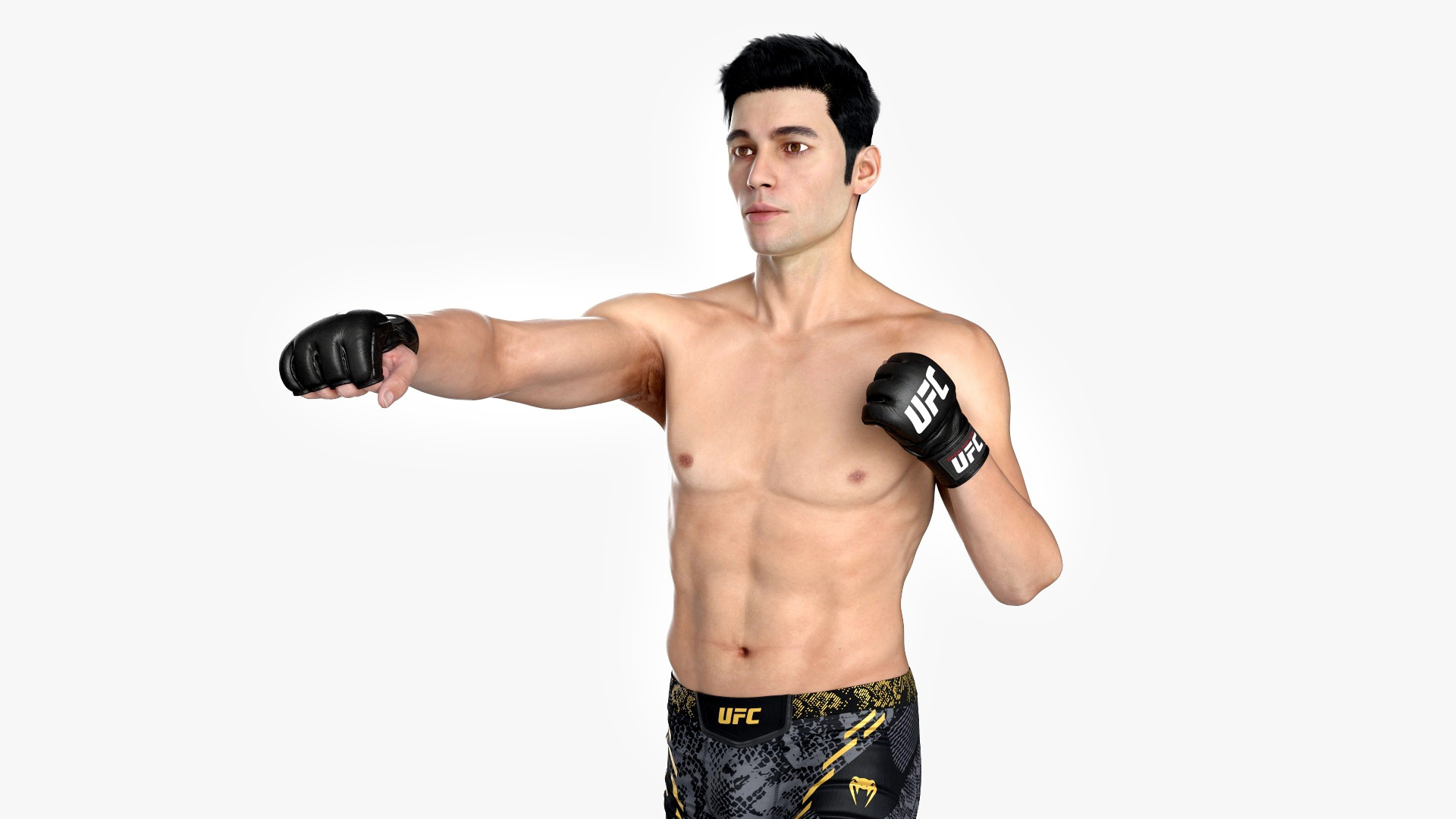 UFC MMA Fighter in Kicking Stance Fur 3D