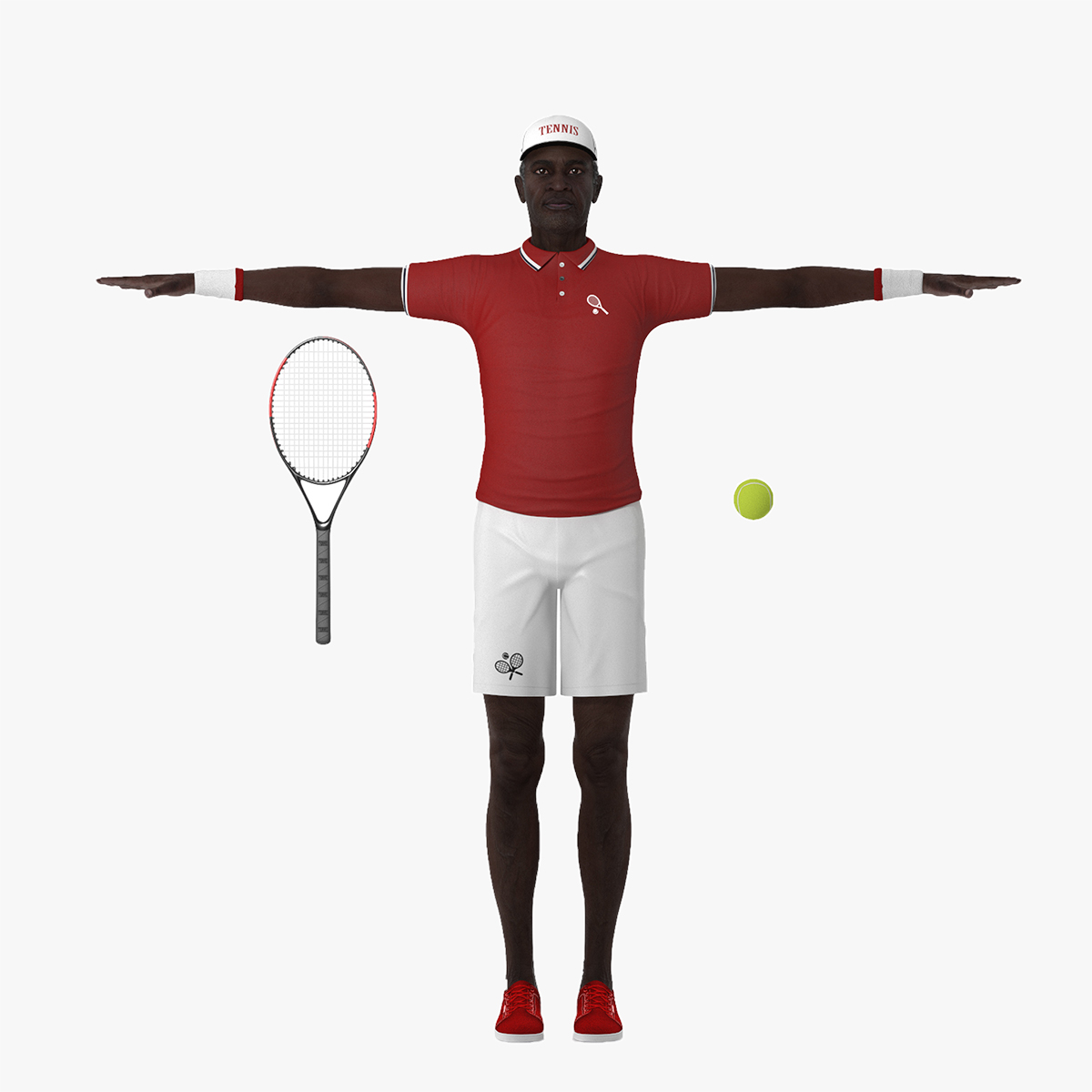 3D model Afro American Grandpa Tennis Style Rigged for Maya