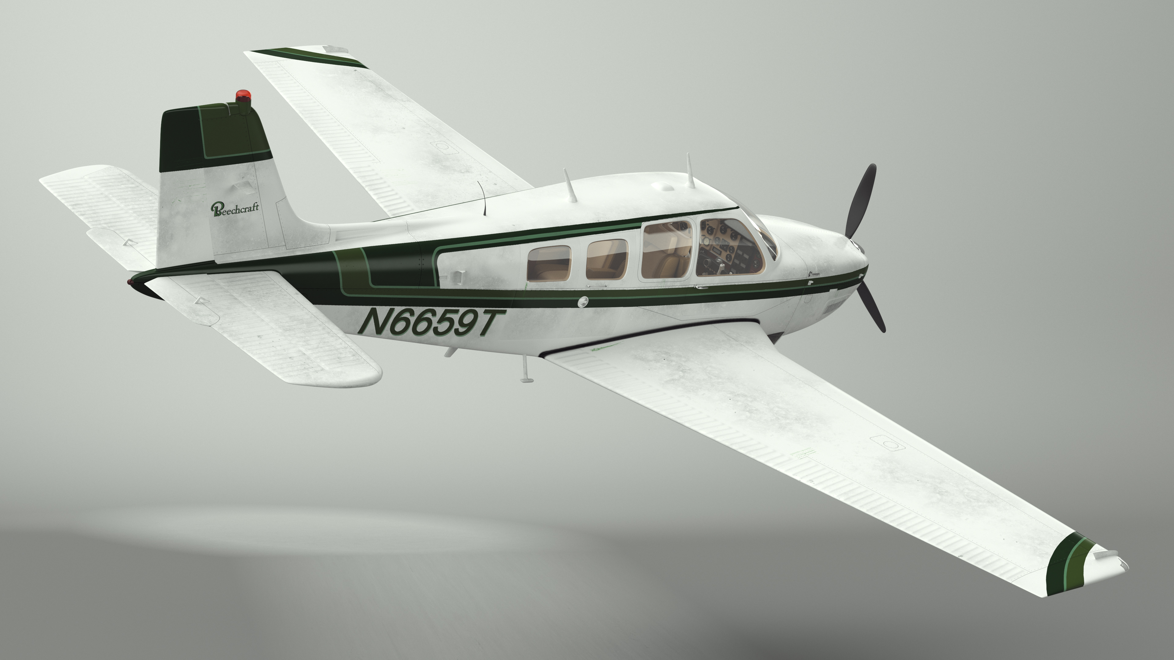 3D Single Engine Light Aircraft Beechcraft Bonanza Rigged for Maya model