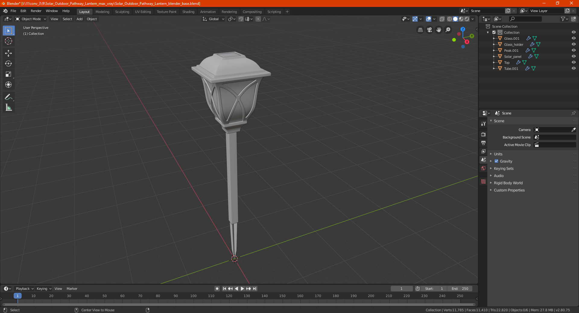 Solar Outdoor Pathway Lantern 3D model