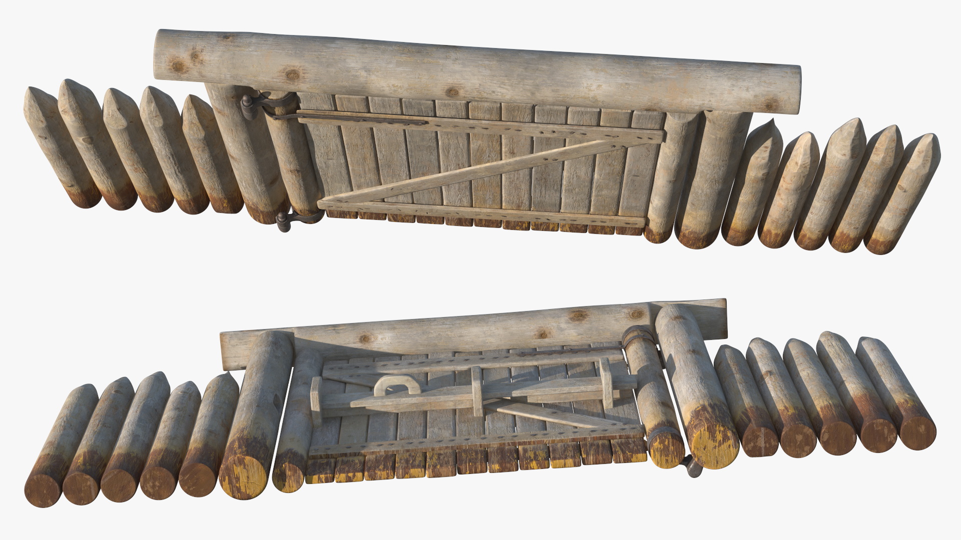 Medieval Gate with Stockade 3D