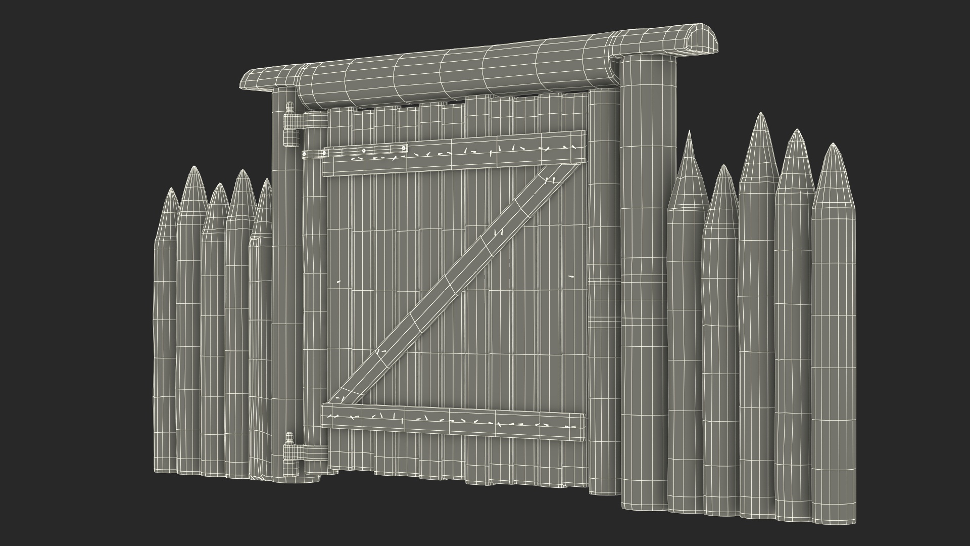 Medieval Gate with Stockade 3D