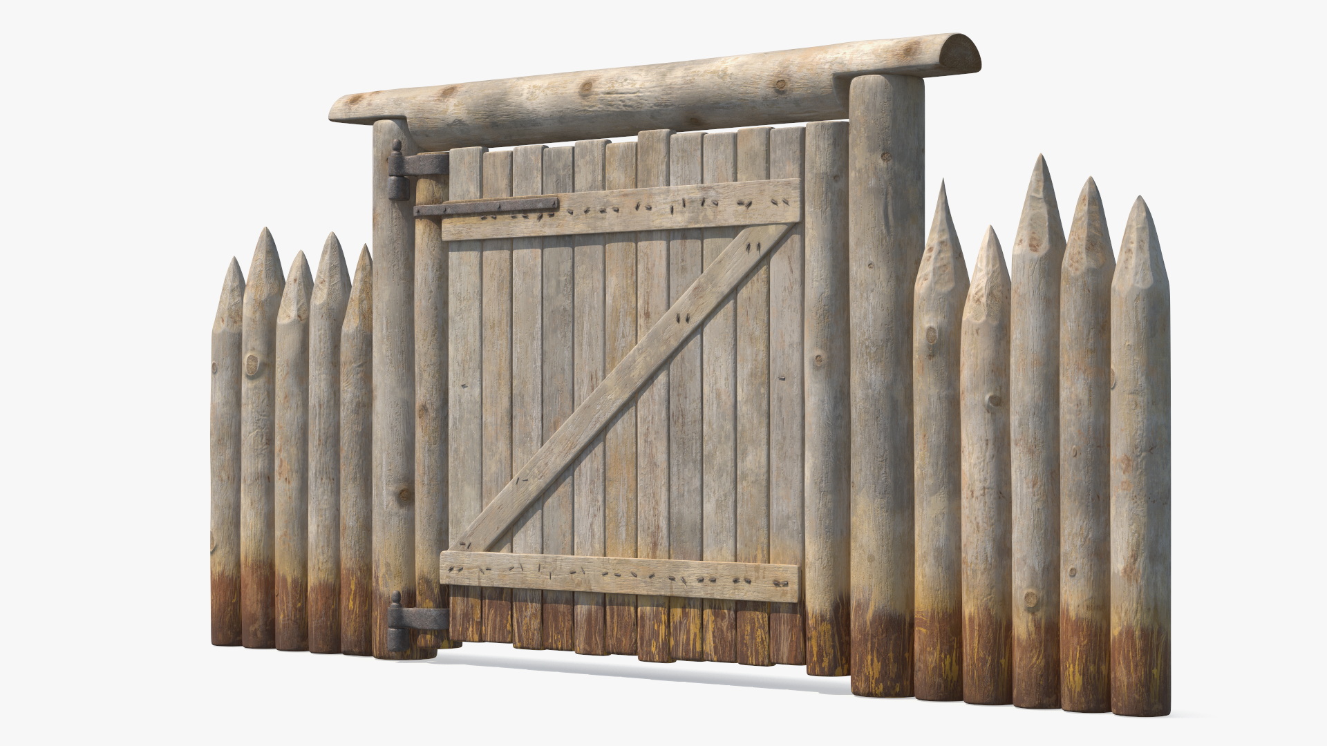 Medieval Gate with Stockade 3D