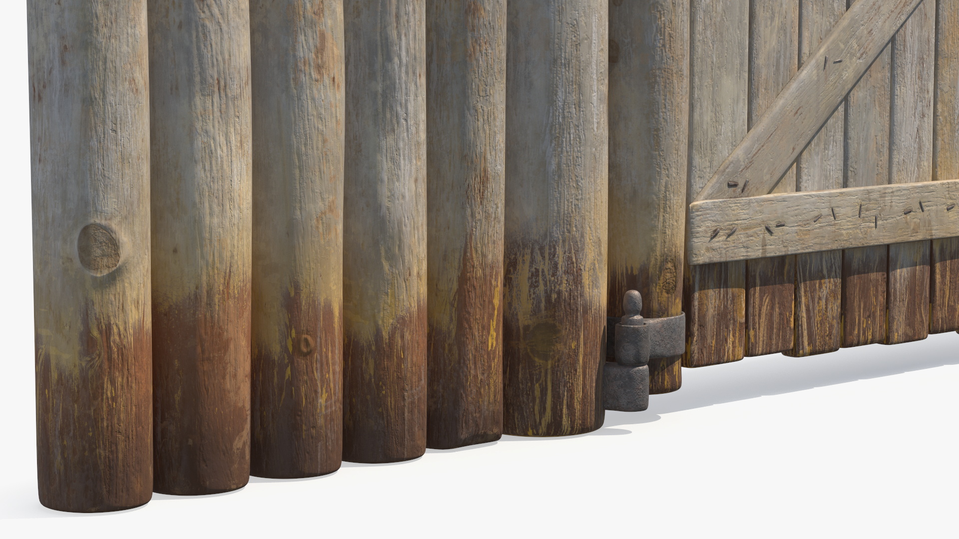 Medieval Gate with Stockade 3D