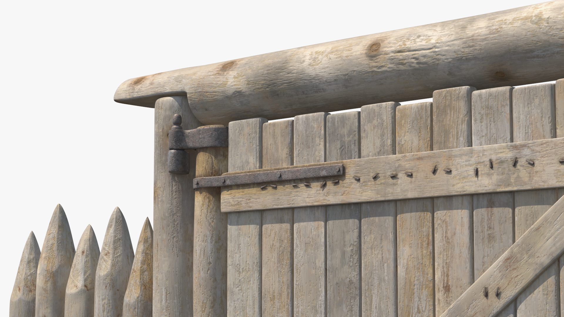 Medieval Gate with Stockade 3D