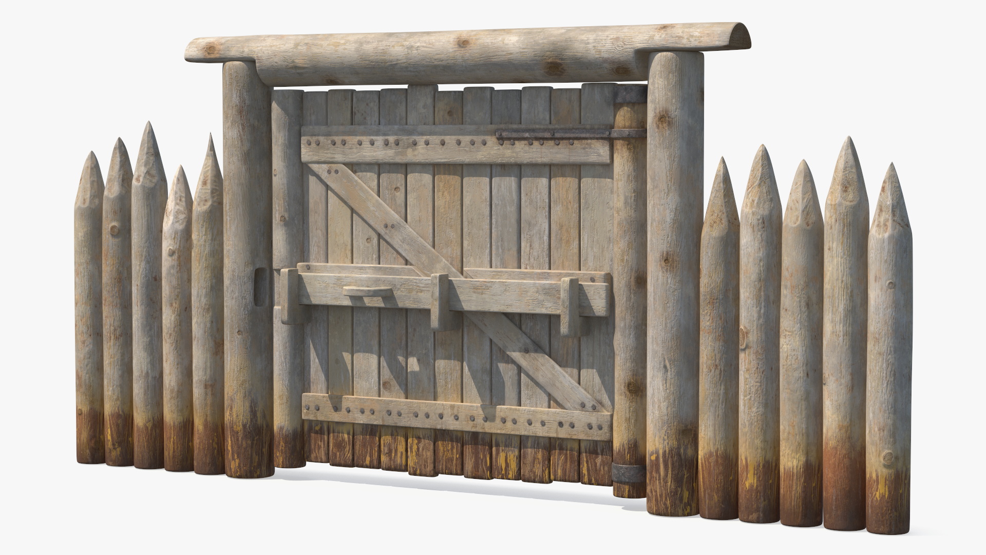 Medieval Gate with Stockade 3D