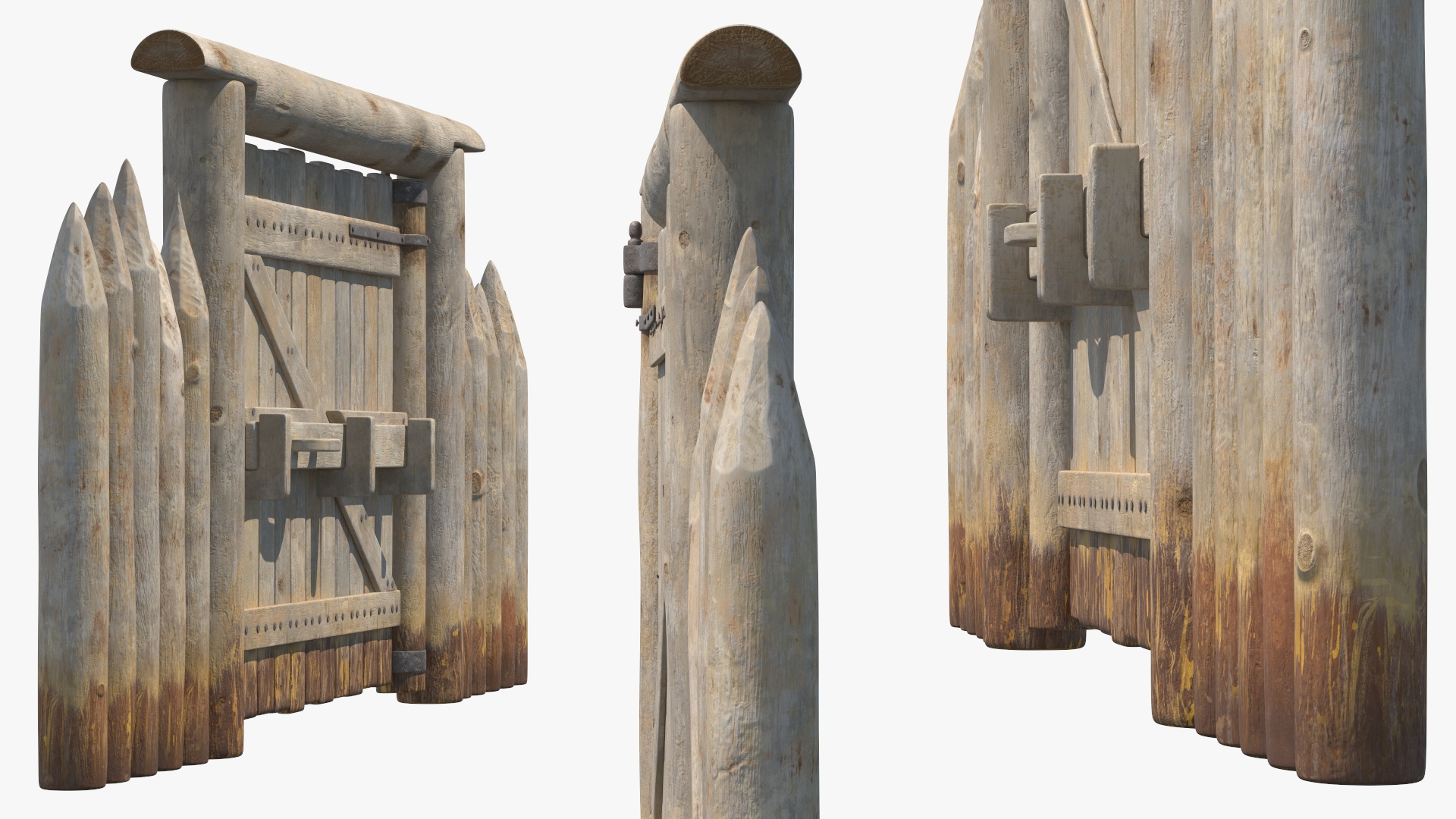 Medieval Gate with Stockade 3D