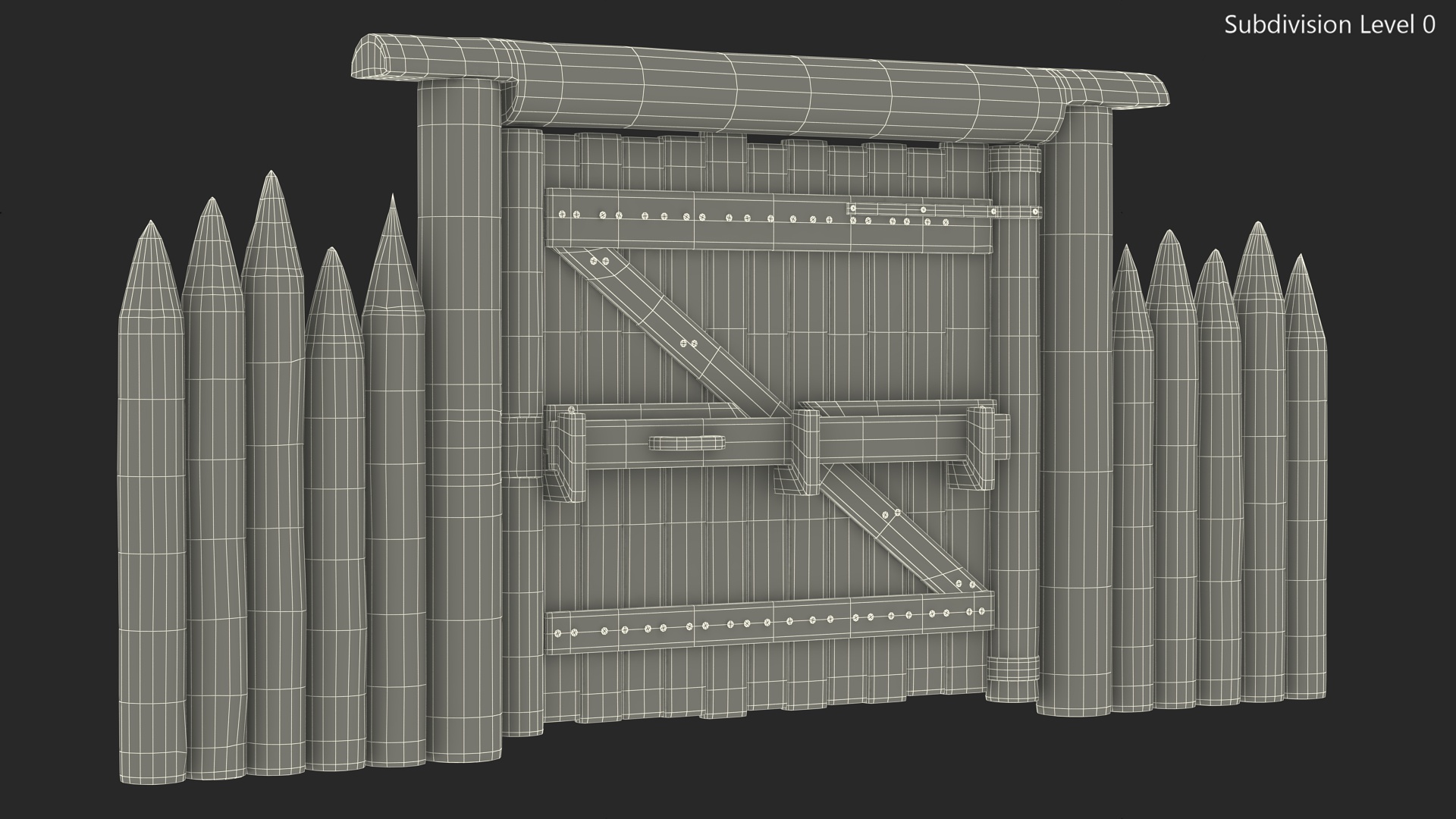 Medieval Gate with Stockade 3D