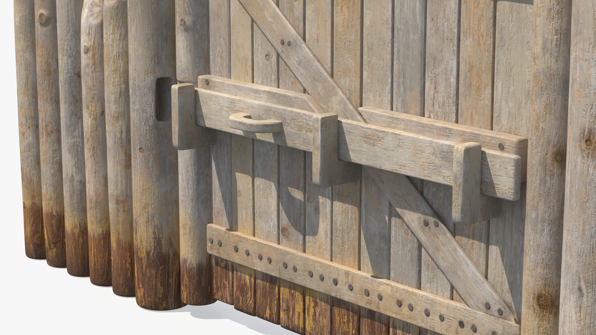 Medieval Gate with Stockade 3D