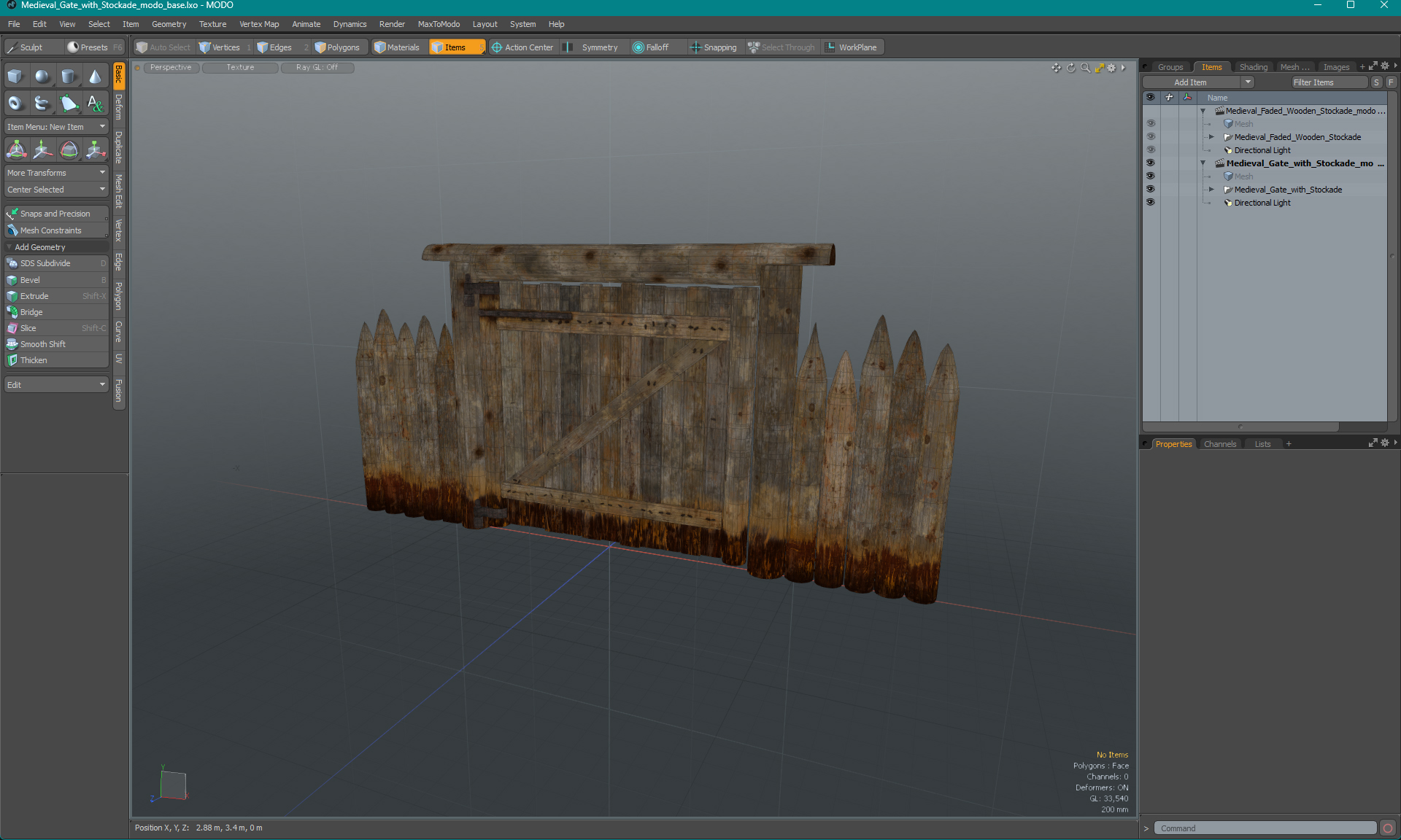 Medieval Gate with Stockade 3D