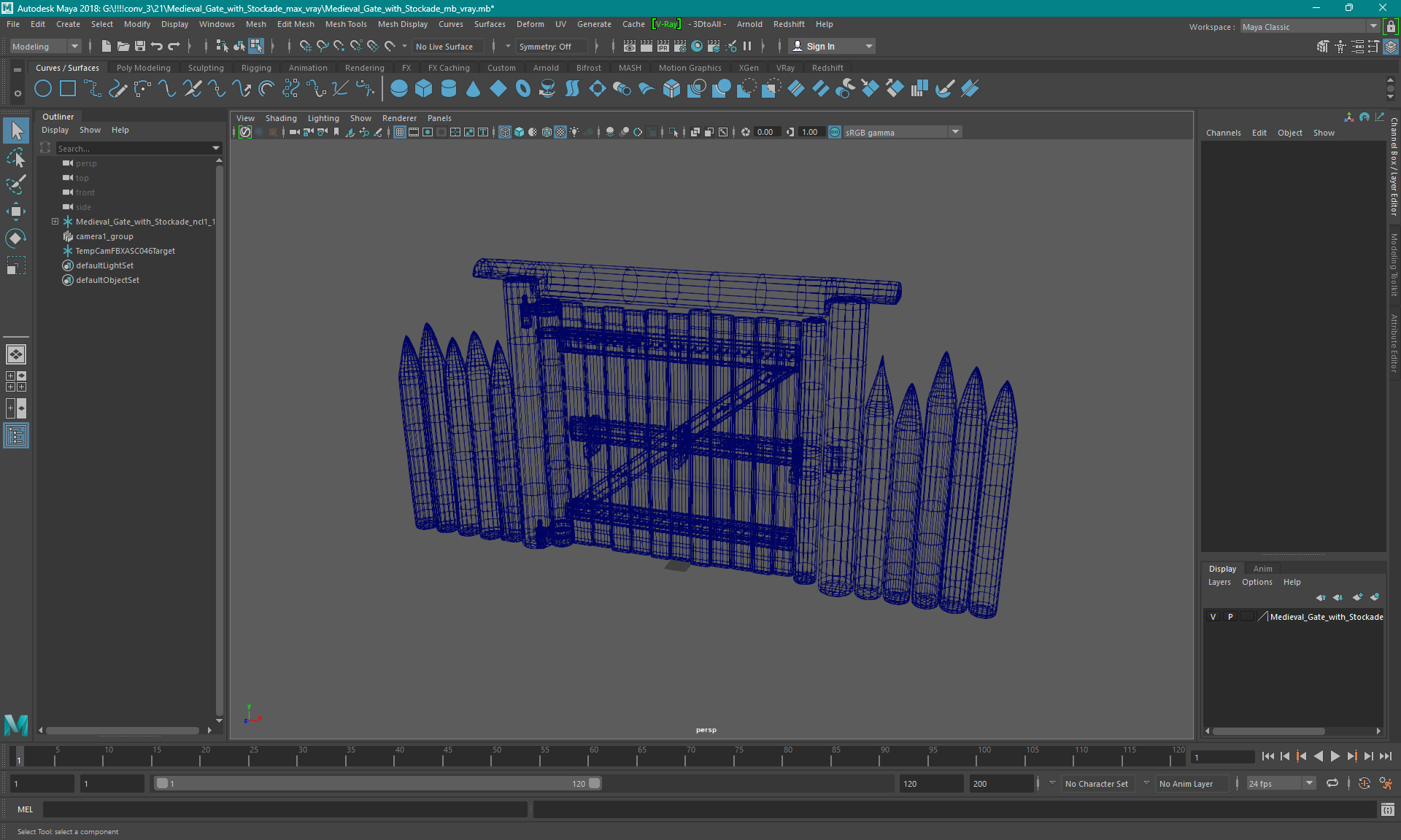 Medieval Gate with Stockade 3D