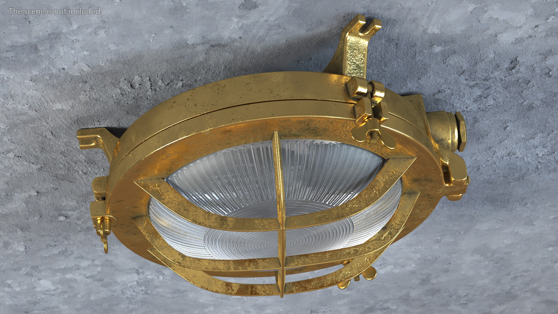 3D Brass Round Bulkhead Light with Corrugated Glass model