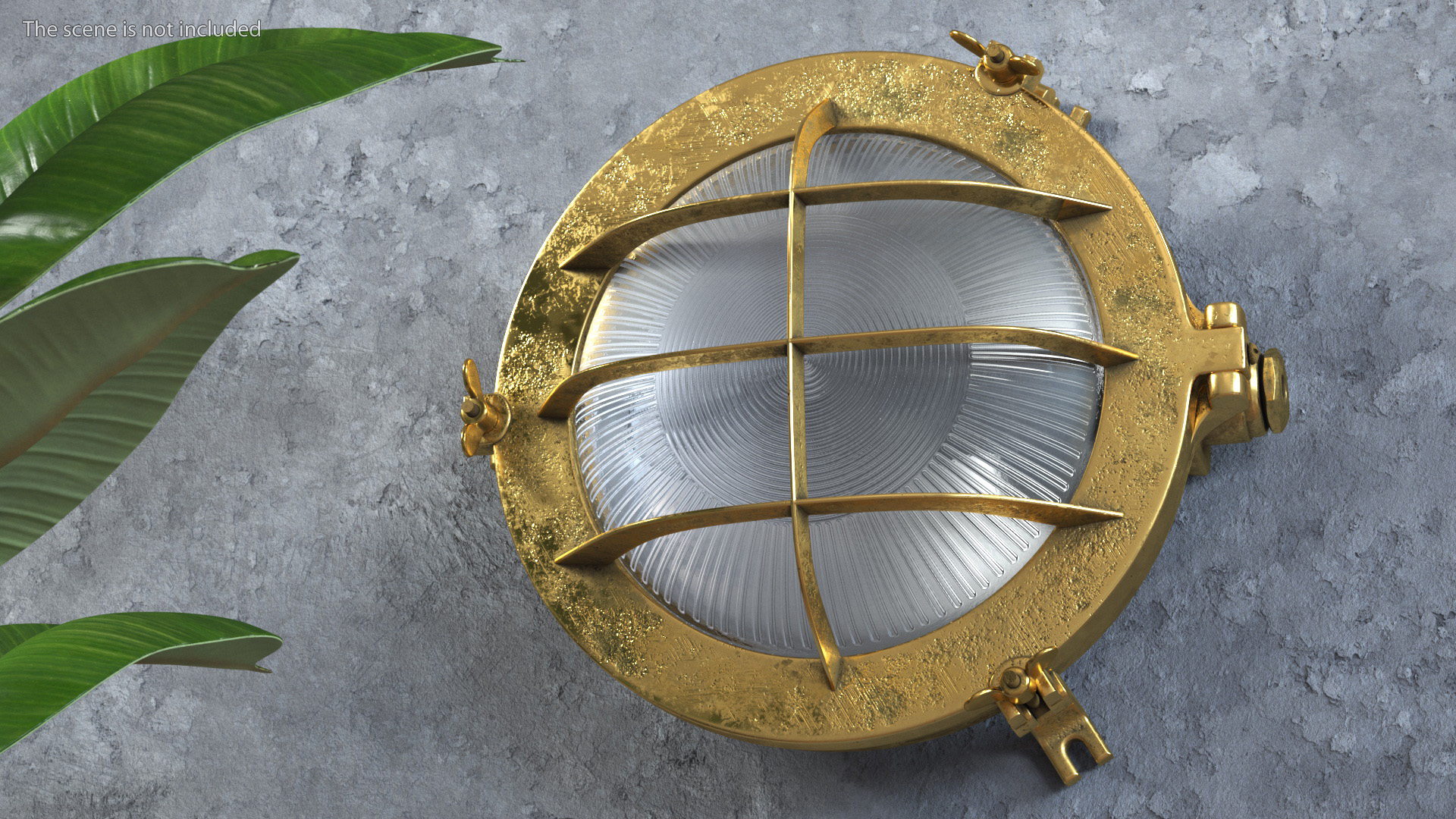 3D Brass Round Bulkhead Light with Corrugated Glass model