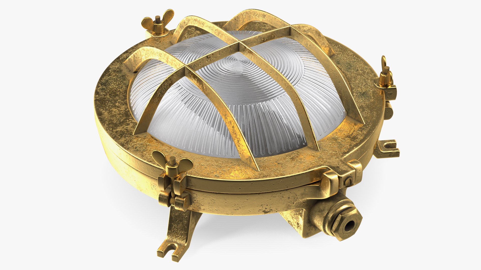 3D Brass Round Bulkhead Light with Corrugated Glass model