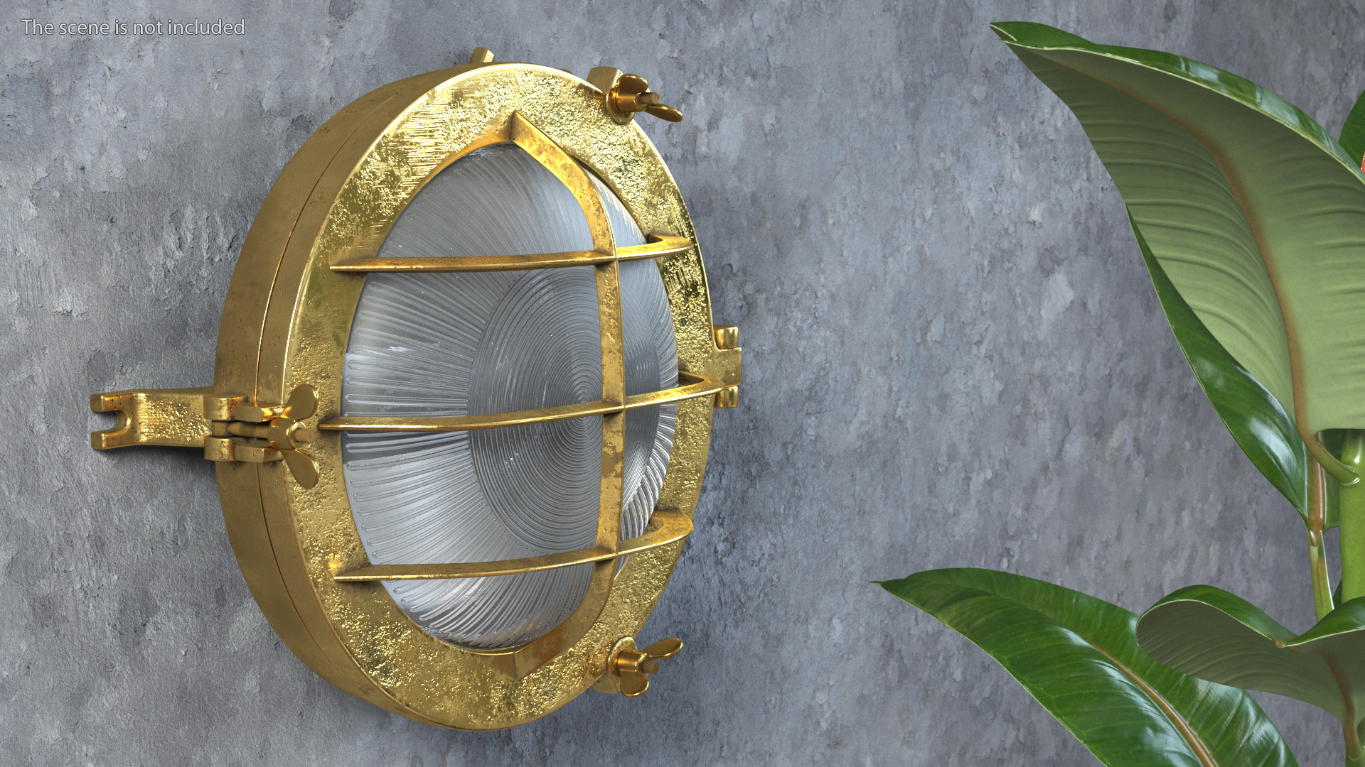 3D Brass Round Bulkhead Light with Corrugated Glass model