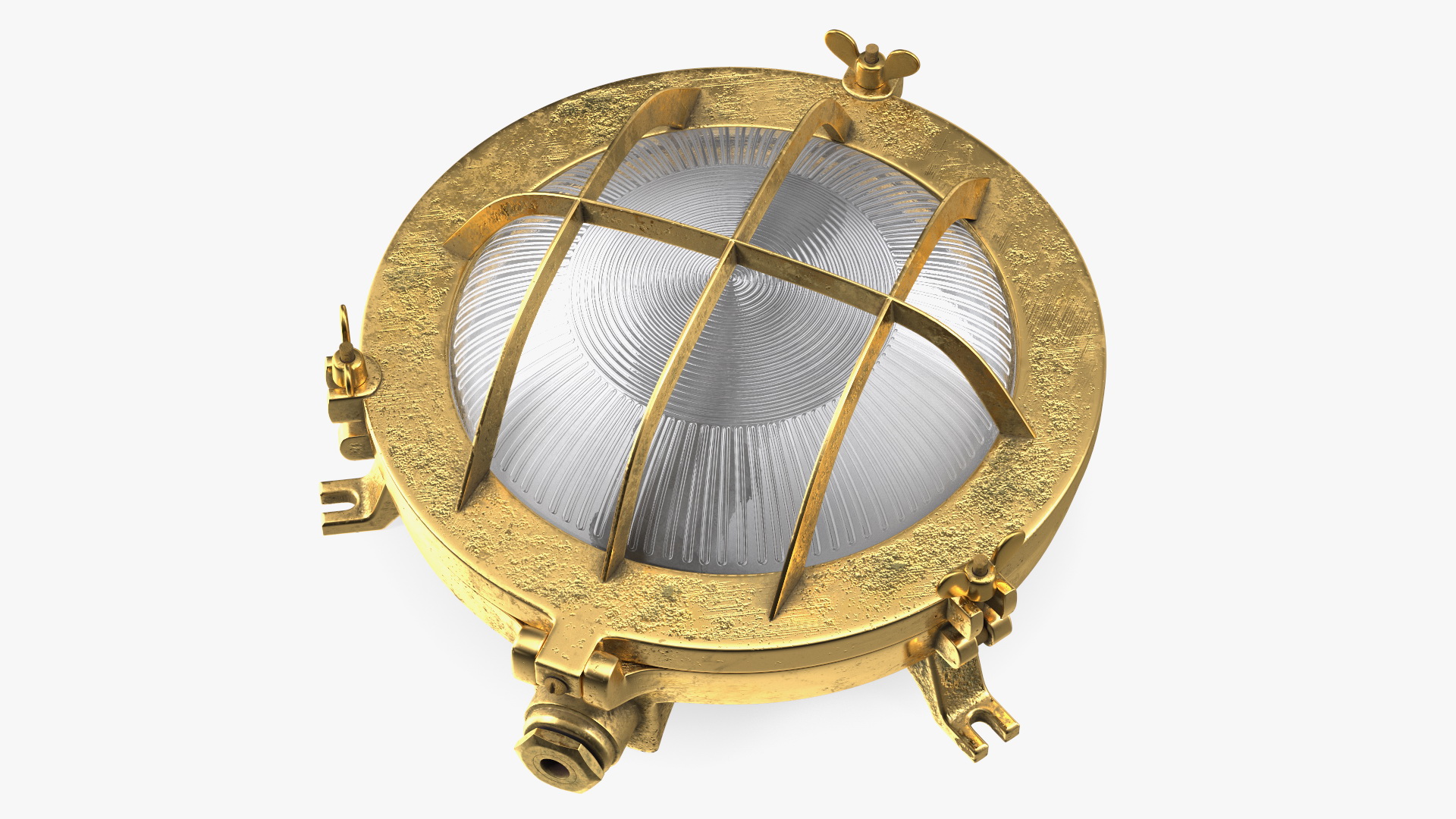 3D Brass Round Bulkhead Light with Corrugated Glass model