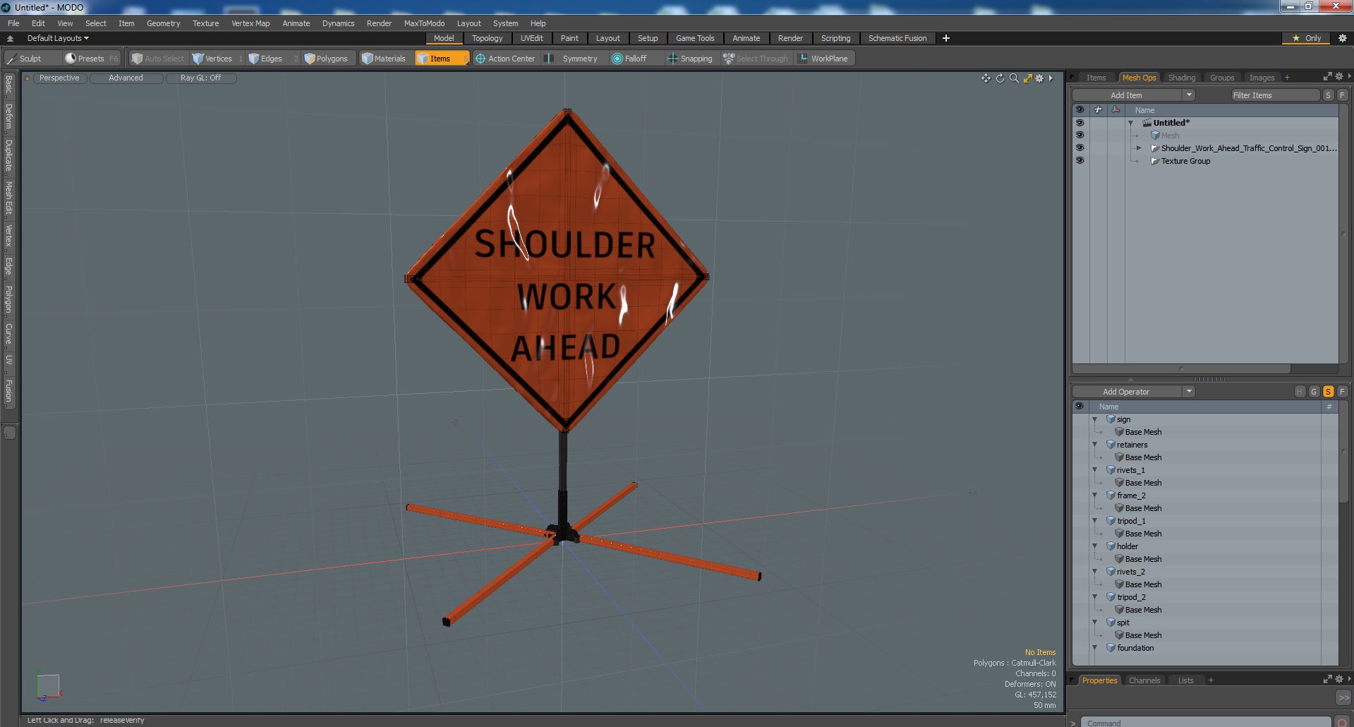 3D model Shoulder Work Ahead Traffic Control Sign