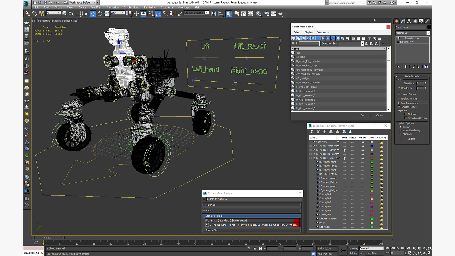 3D model GITAI R1 Lunar Robotic Rover Rigged