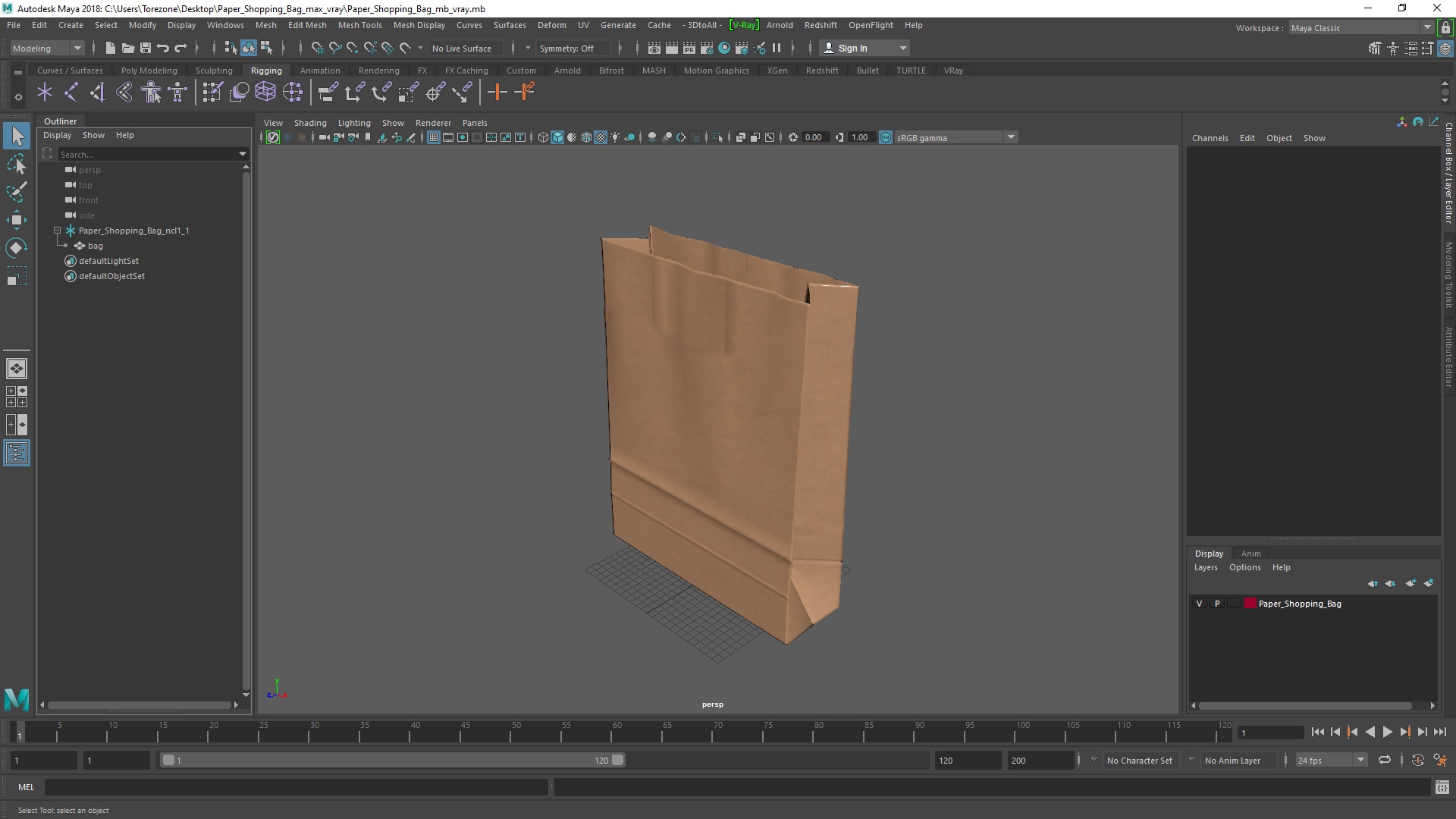 3D Paper Shopping Bag model