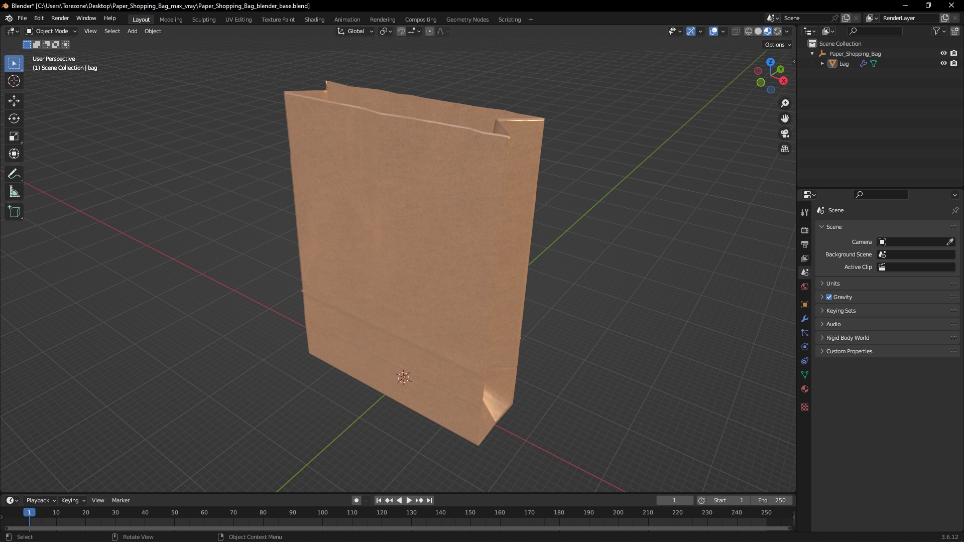 3D Paper Shopping Bag model