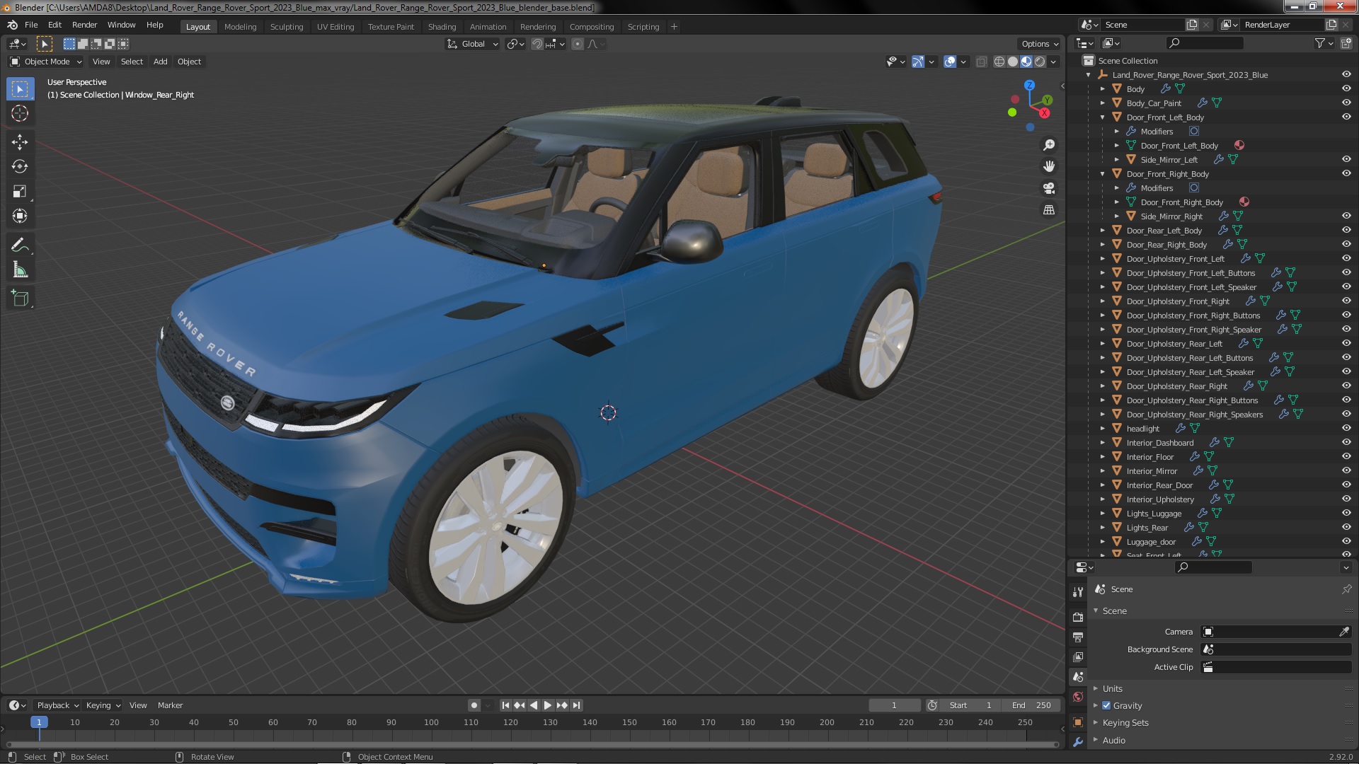 3D Land Rover Range Rover Sport 2023 Blue model