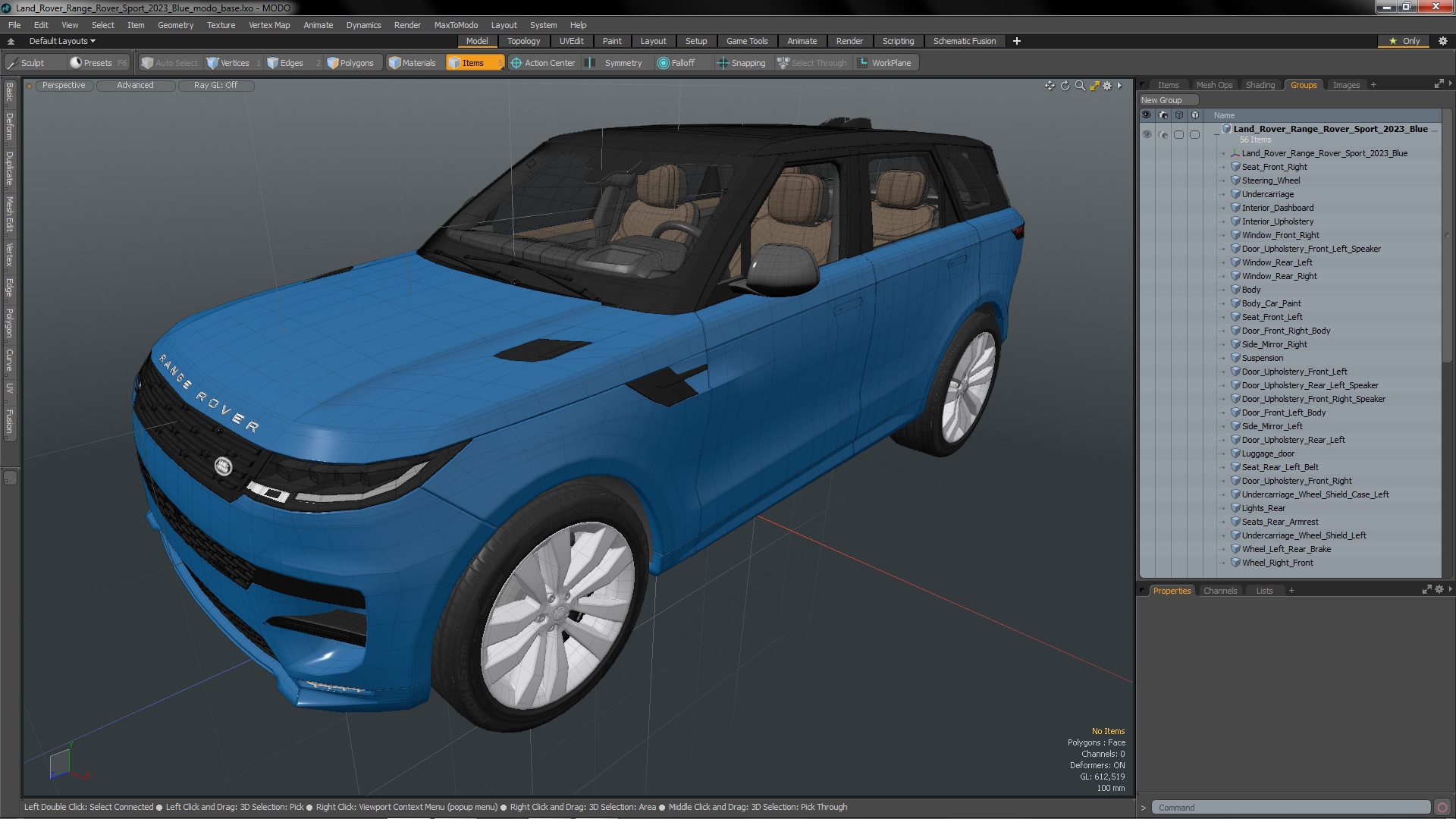 3D Land Rover Range Rover Sport 2023 Blue model