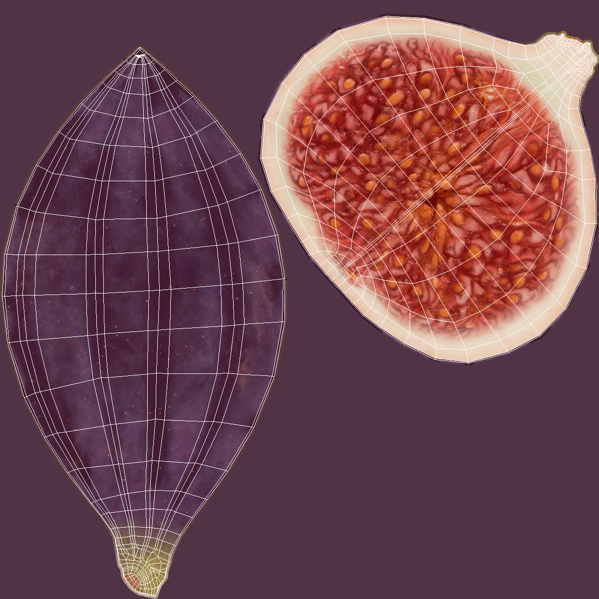 Fresh Riped Fig Fruit Quarter 3D model