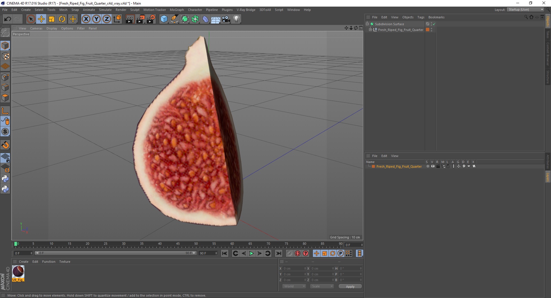 Fresh Riped Fig Fruit Quarter 3D model