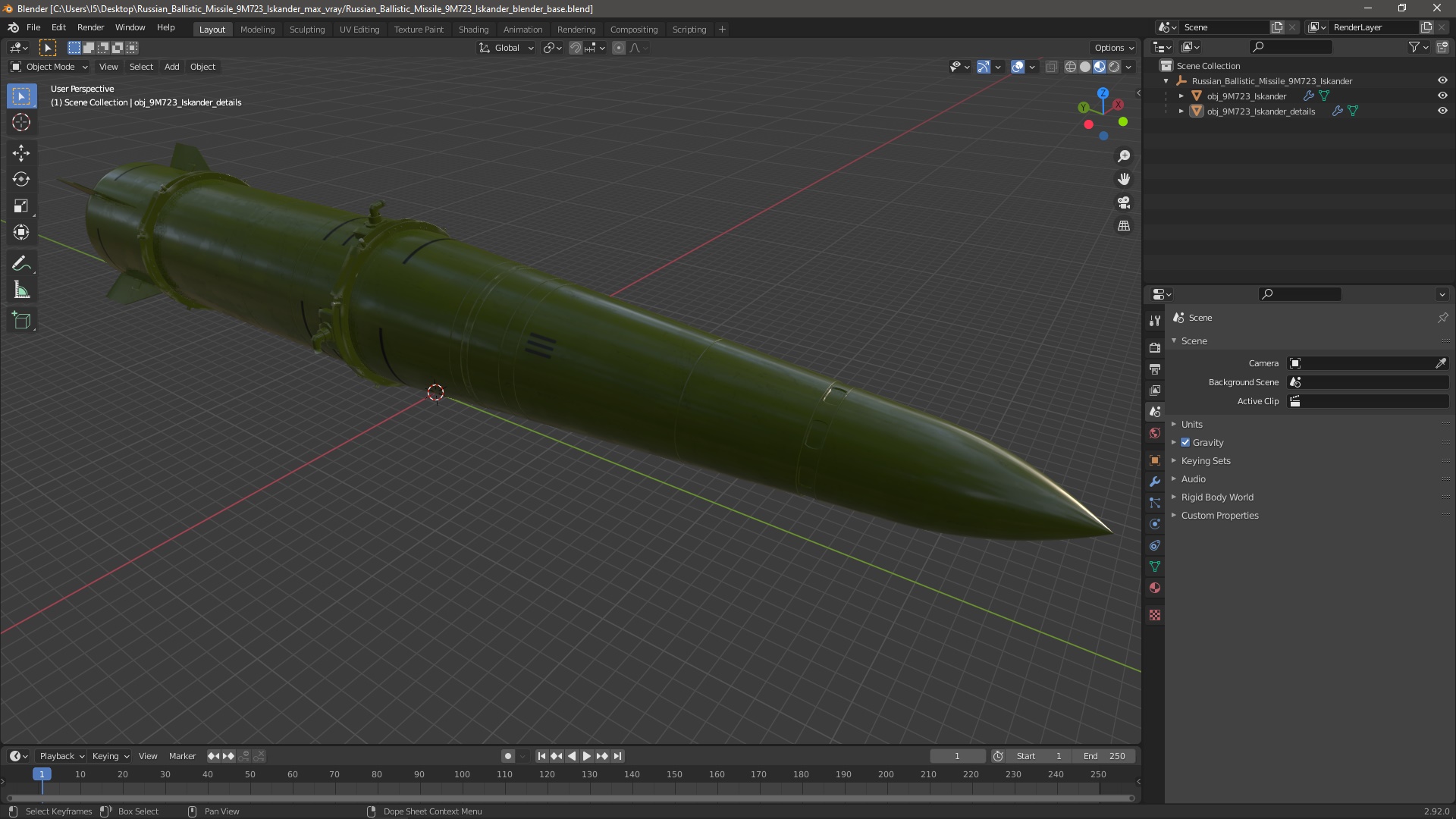 3D model Russian Ballistic Missile 9M723 Iskander