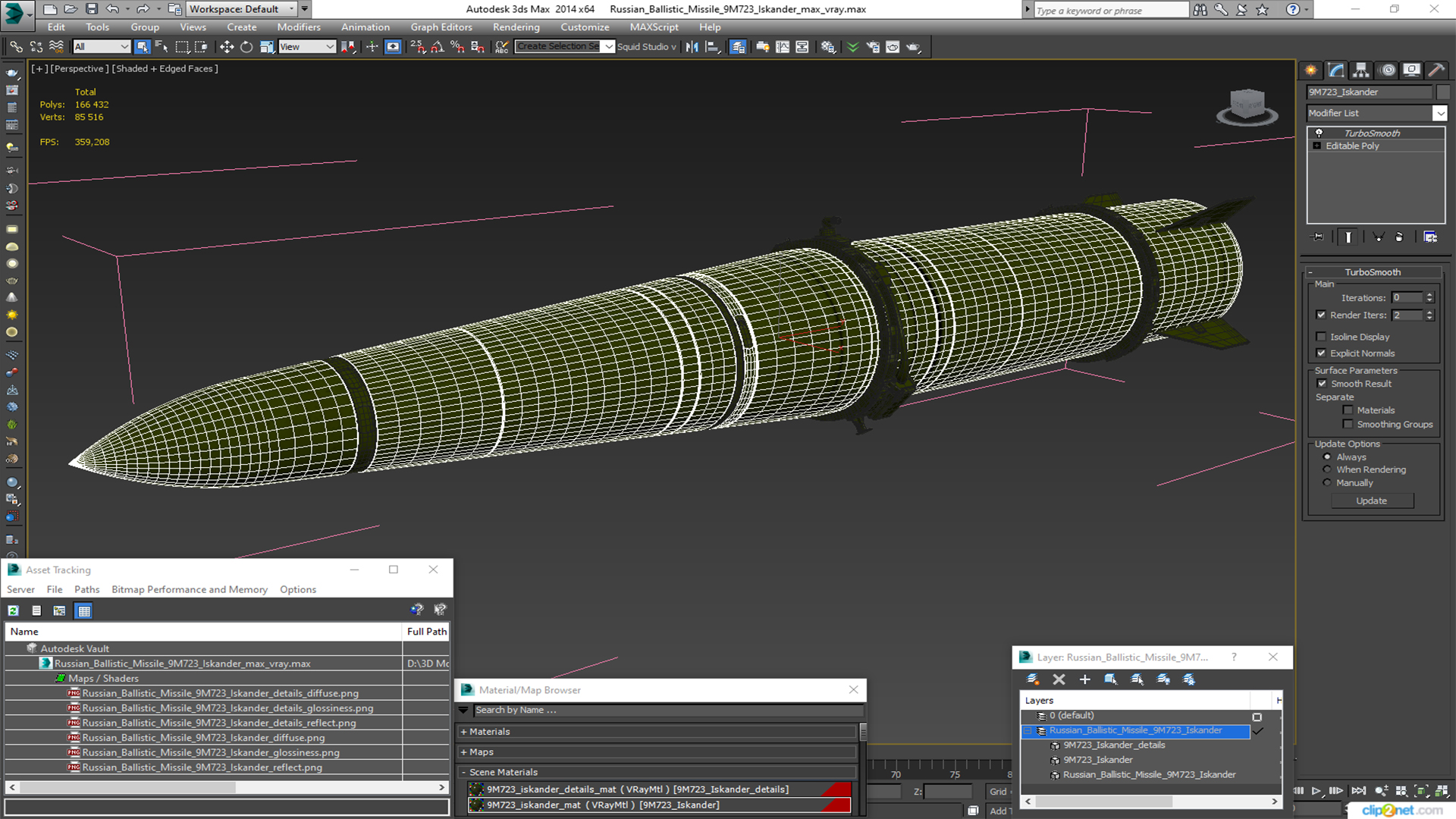 3D model Russian Ballistic Missile 9M723 Iskander