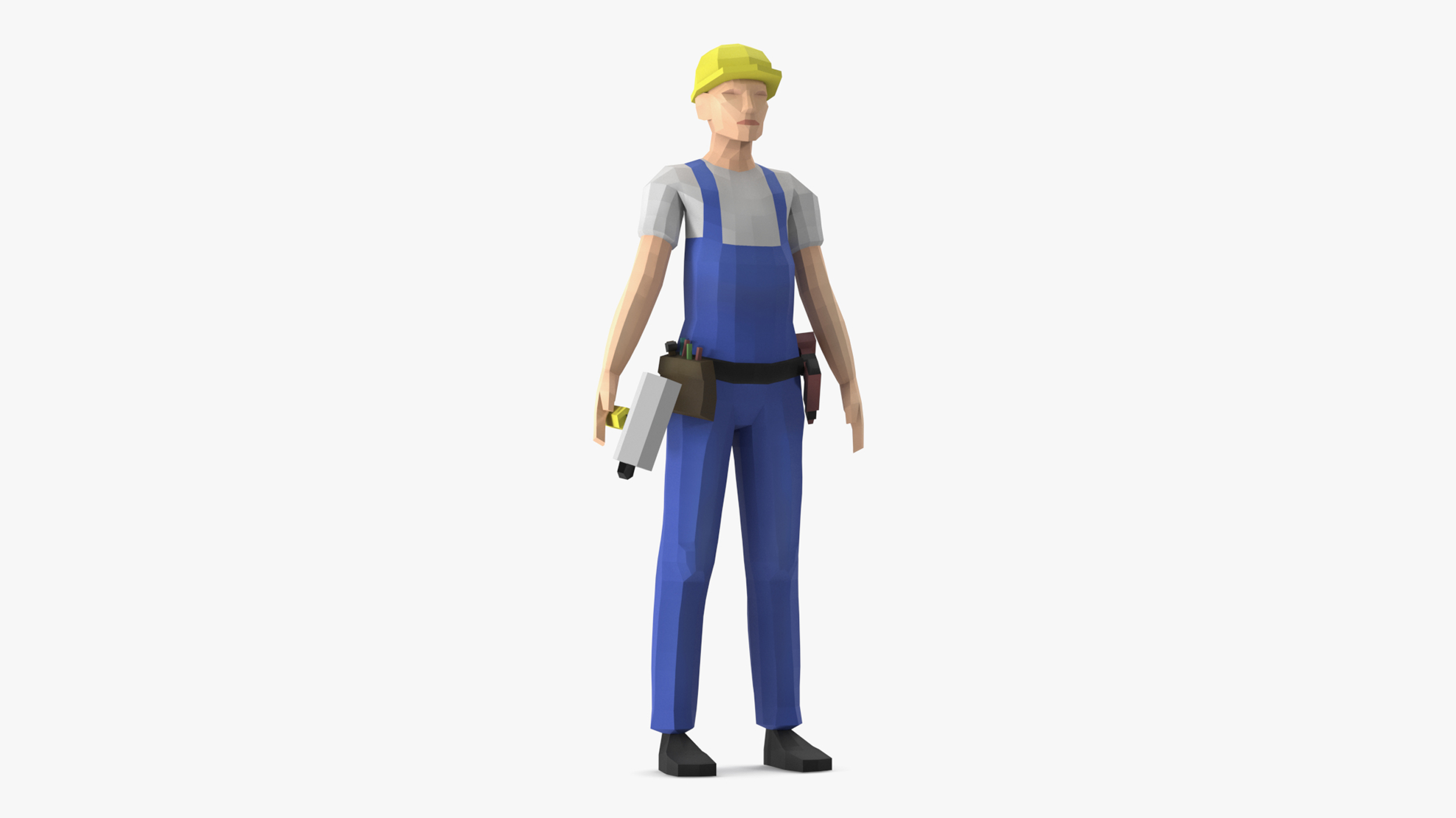 Construction Worker Low Poly Rigged for Cinema 4D 3D model