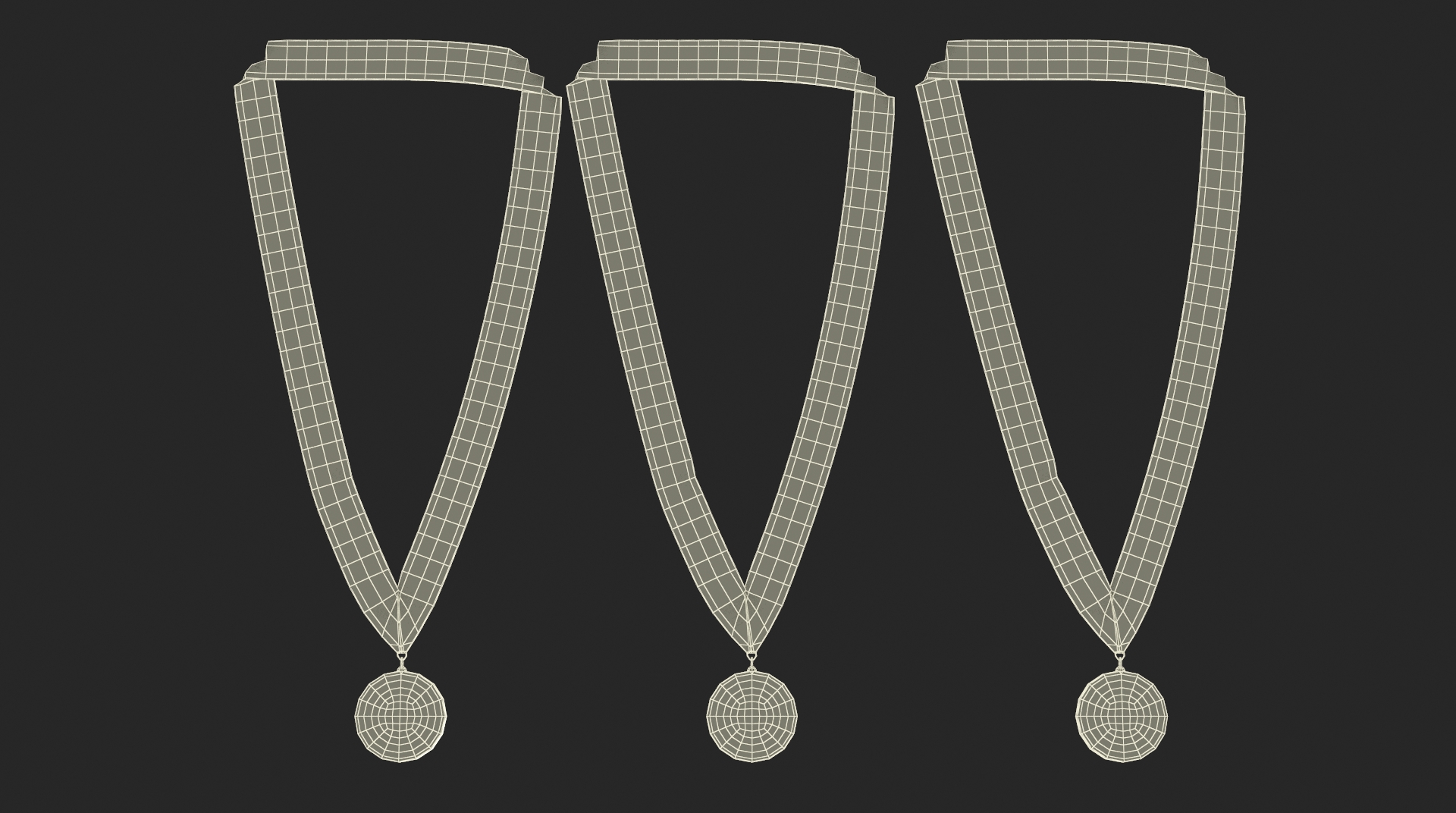 Set of Award Medals with Ribbons 3D