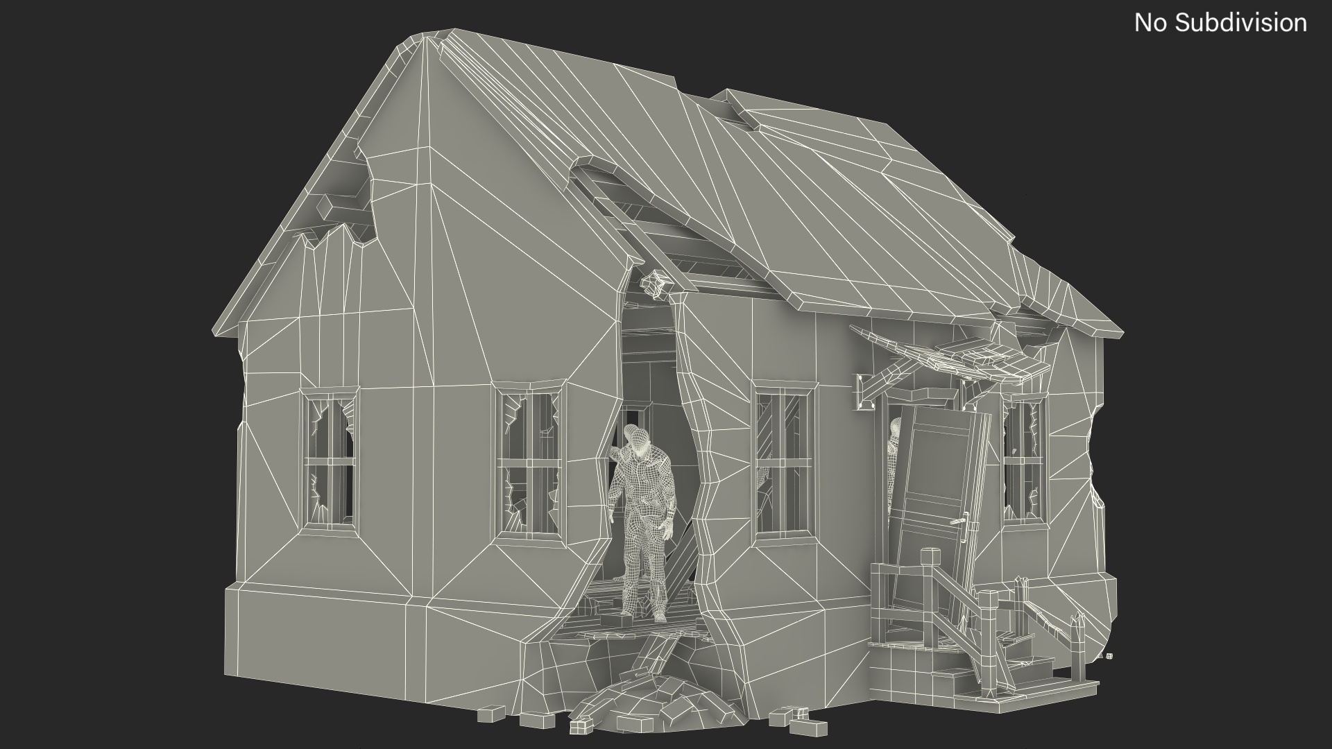 3D model Destroyed Zombie Country House