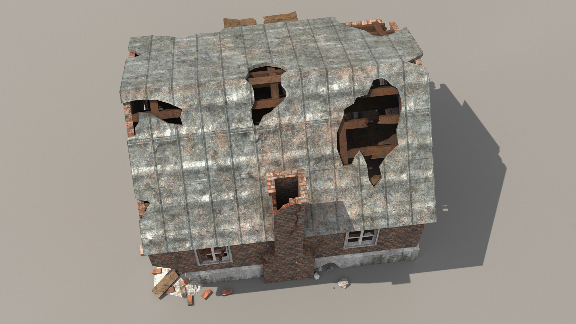 3D model Destroyed Zombie Country House