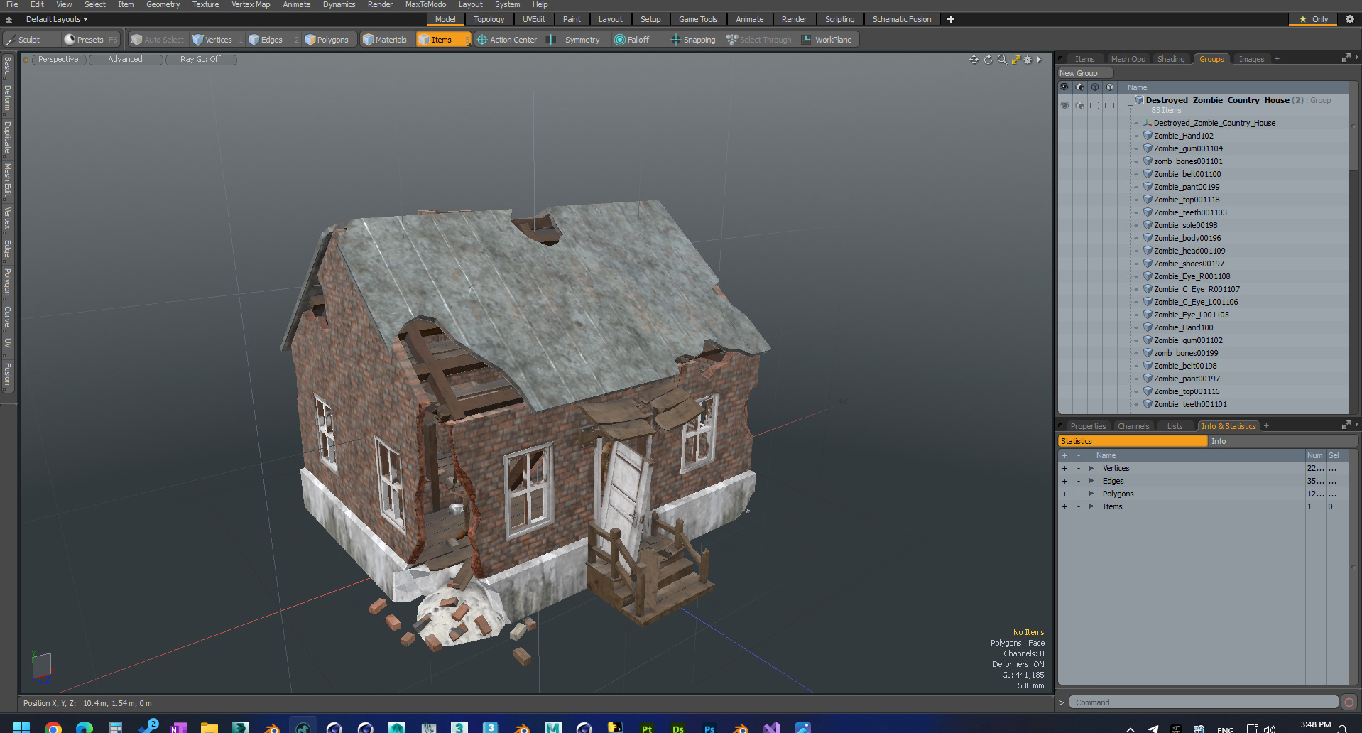 3D model Destroyed Zombie Country House