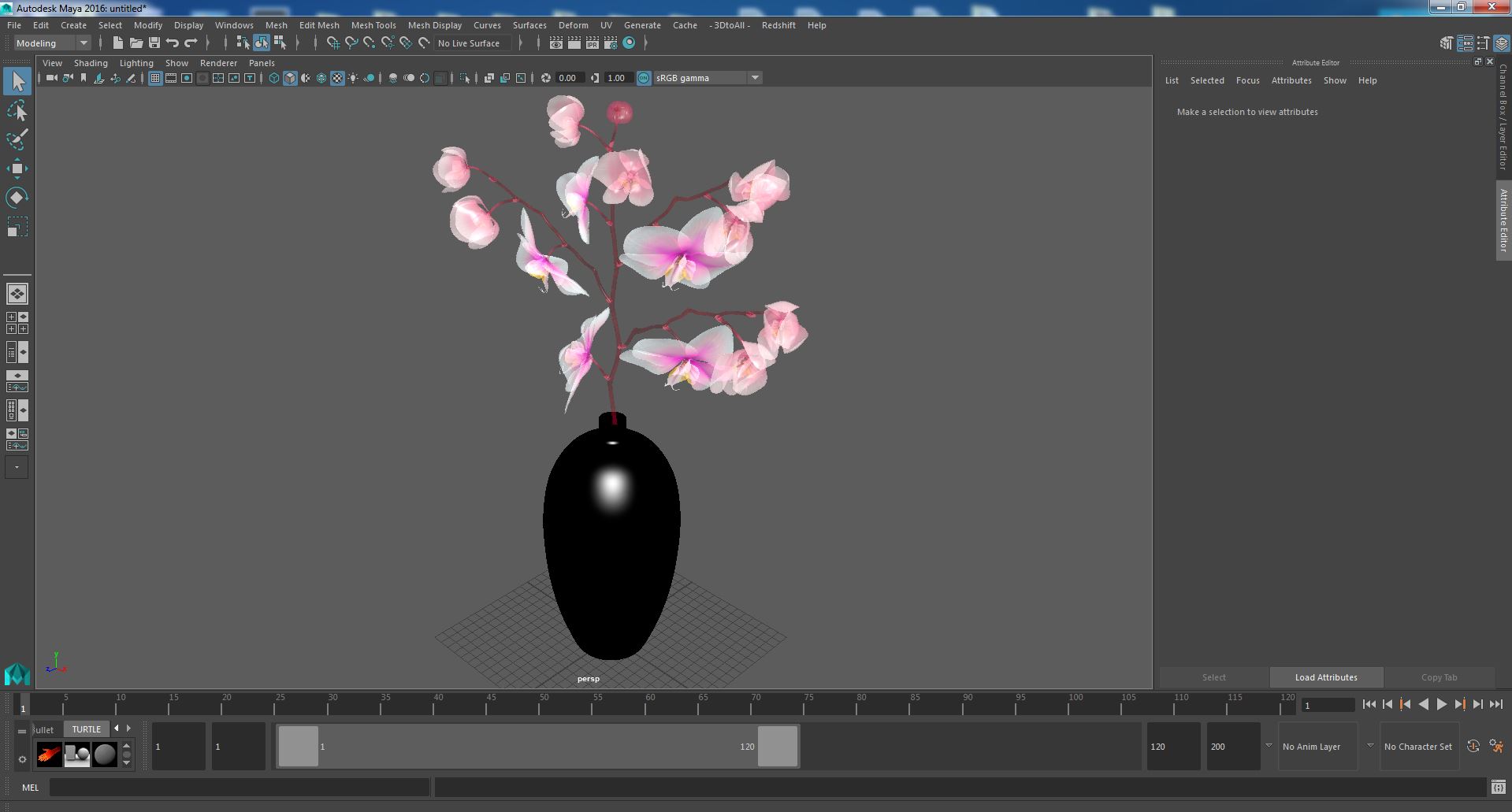 3D model Black Vase with Phalaenopsis Orchid