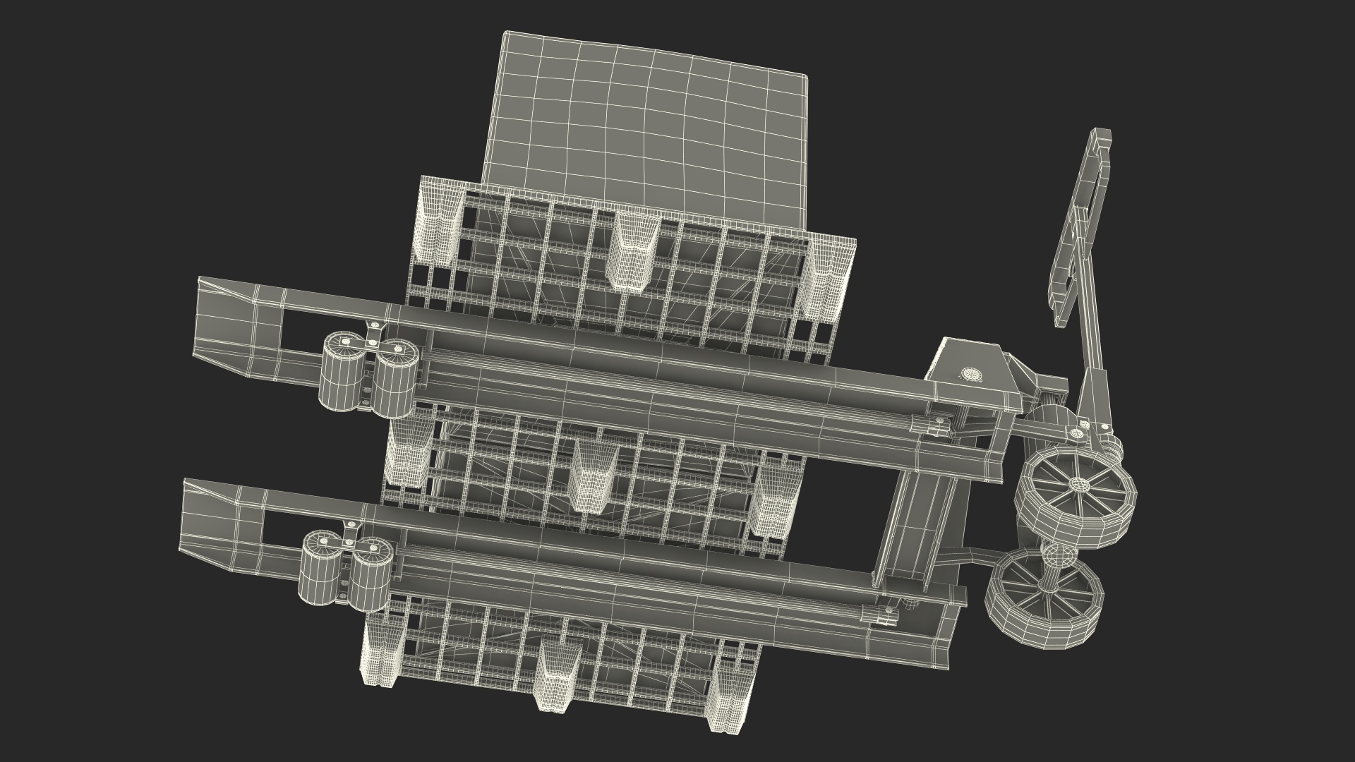 3D model Yellow Hand Pallet Truck with Boxes