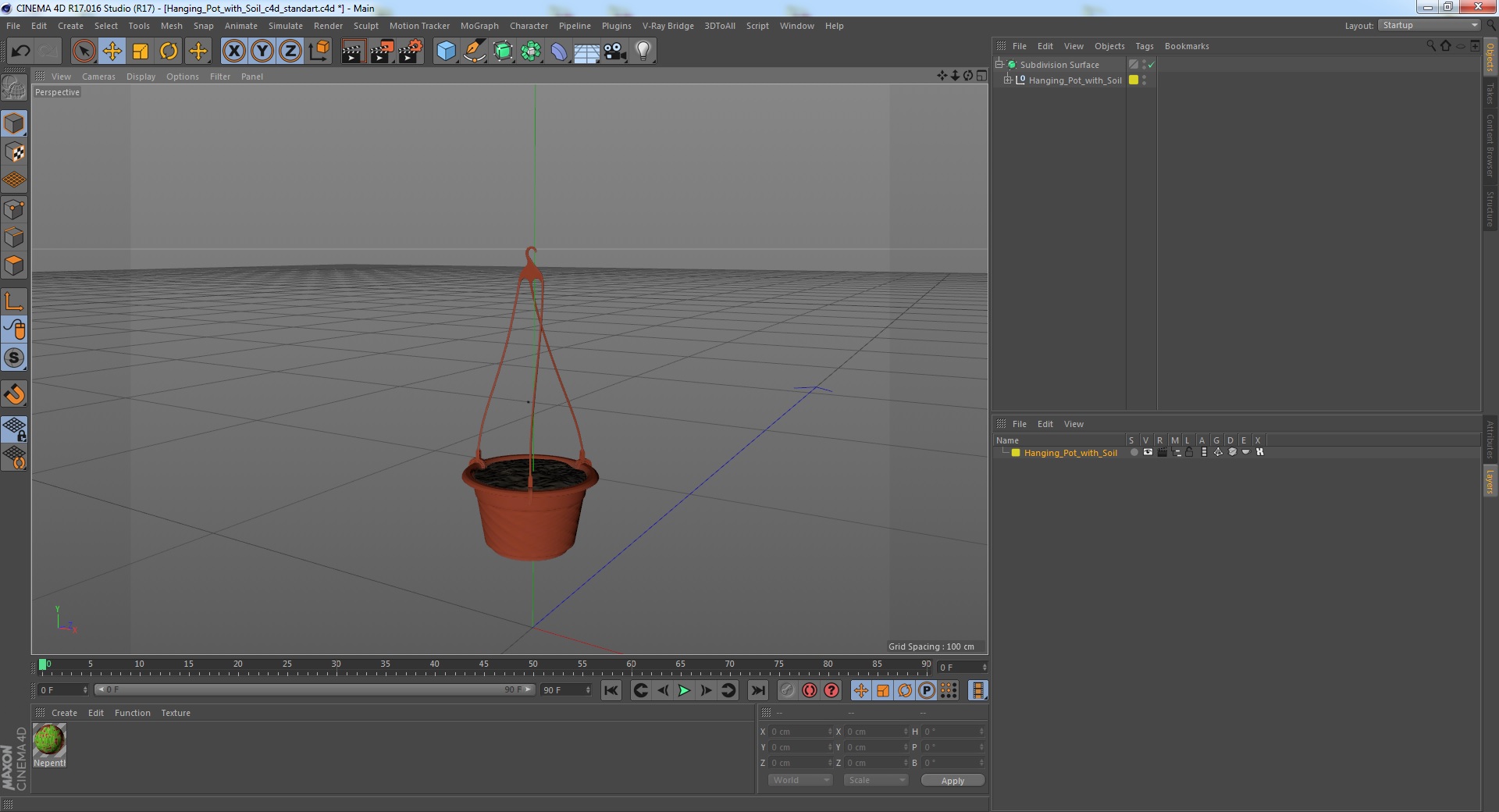 3D Hanging Pot with Soil