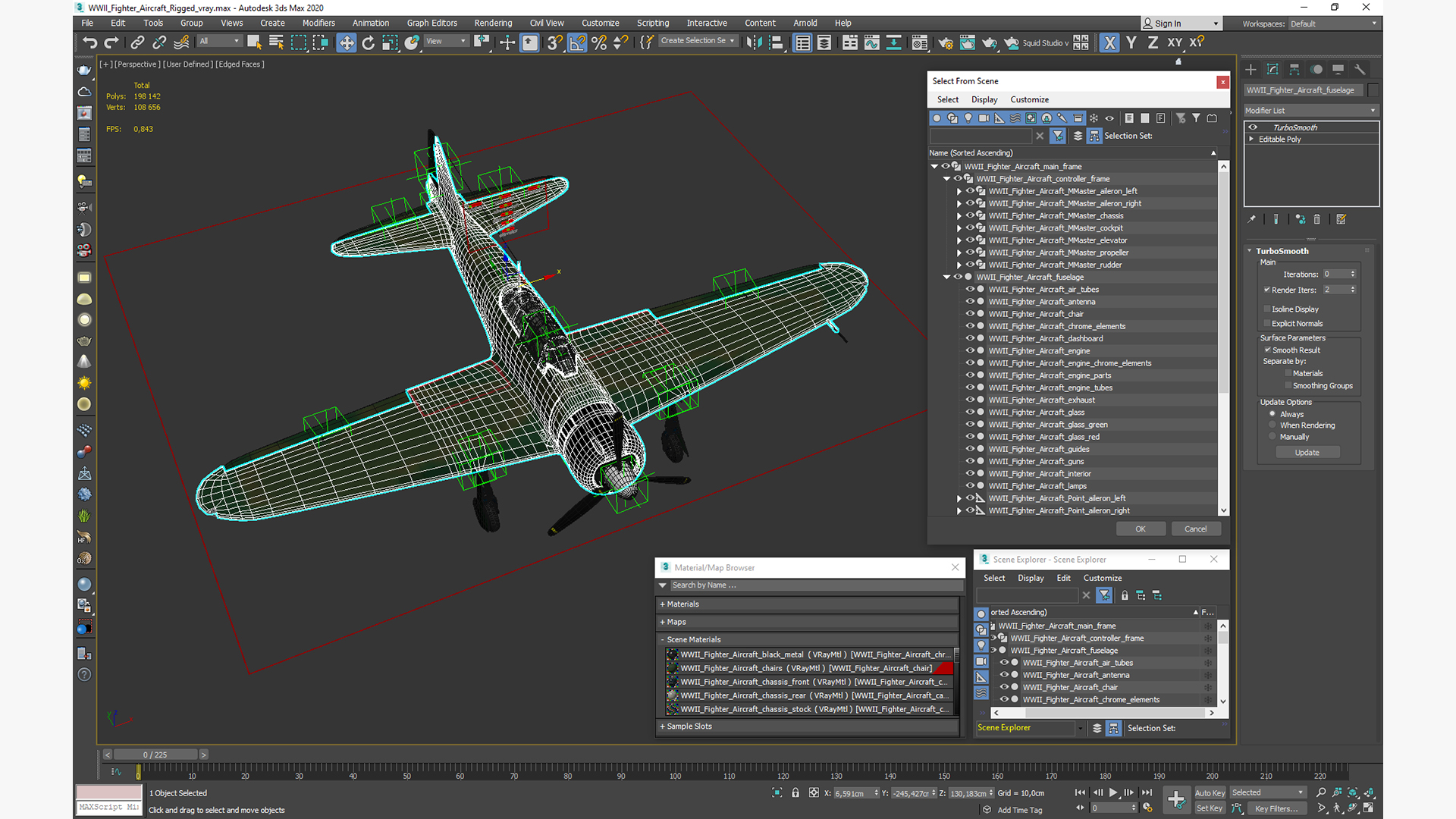 3D WWII Fighter Aircraft Rigged model