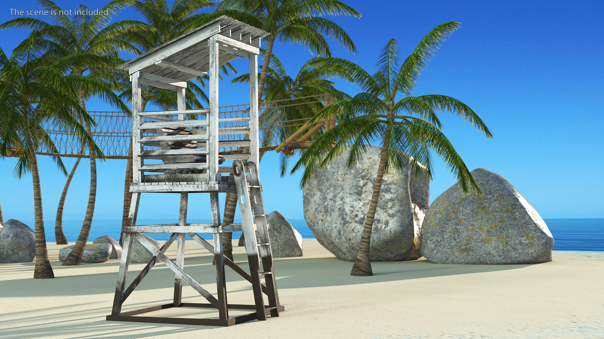 Old Wooden Lifeguard Station White 3D model