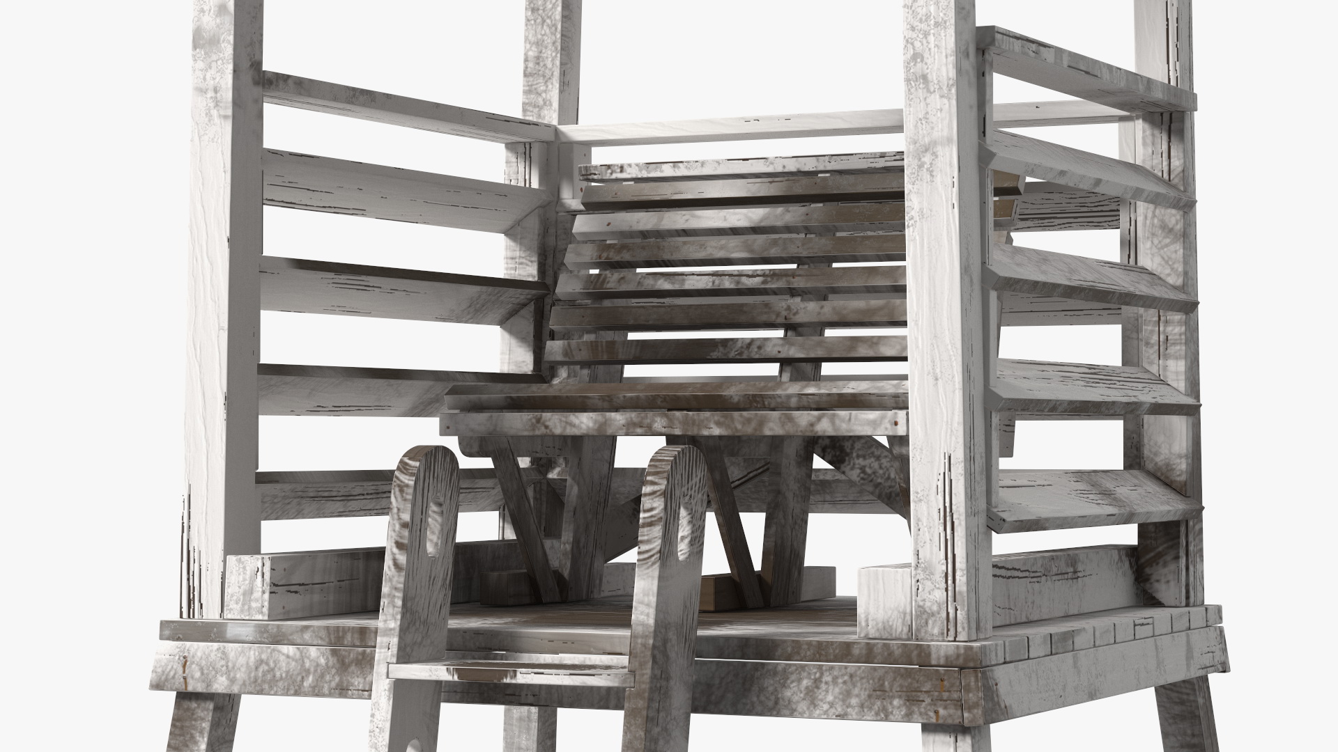 Old Wooden Lifeguard Station White 3D model