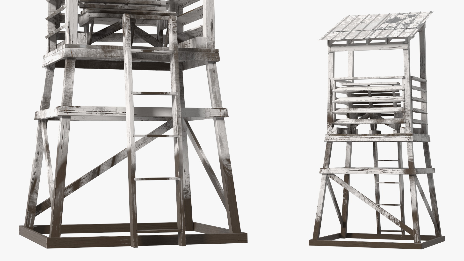 Old Wooden Lifeguard Station White 3D model