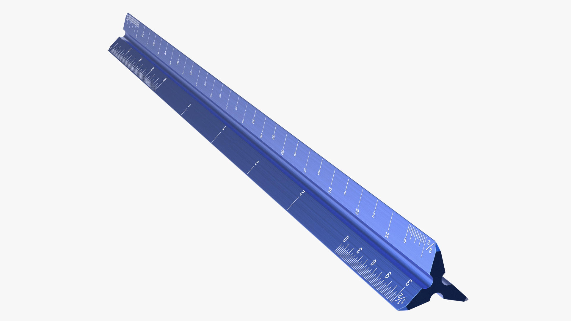 Triangular Scale Ruler Blue 3D