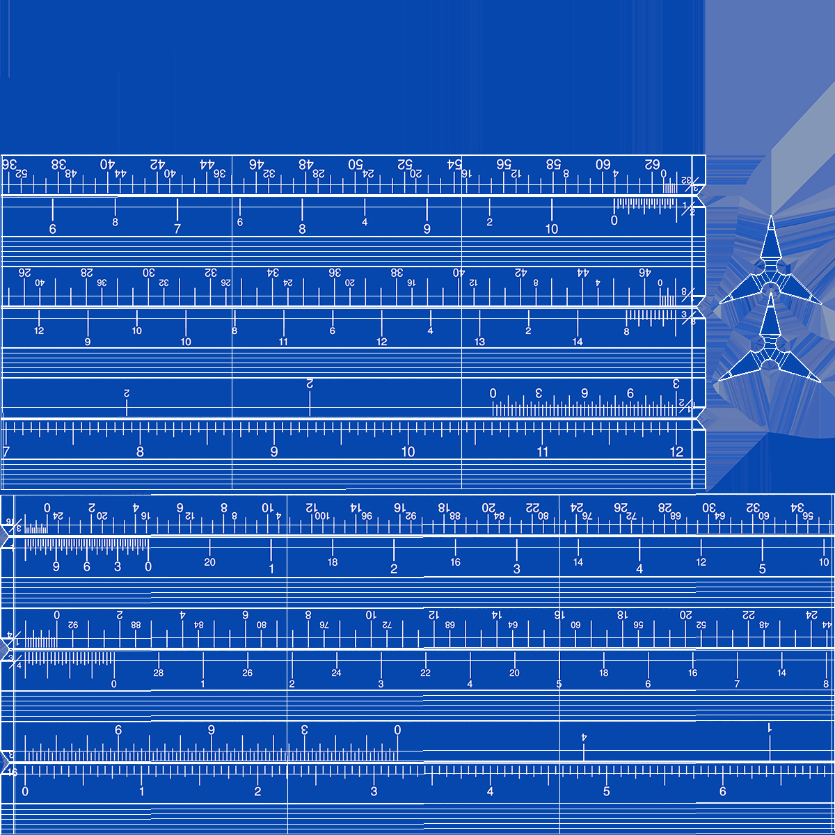 Triangular Scale Ruler Blue 3D