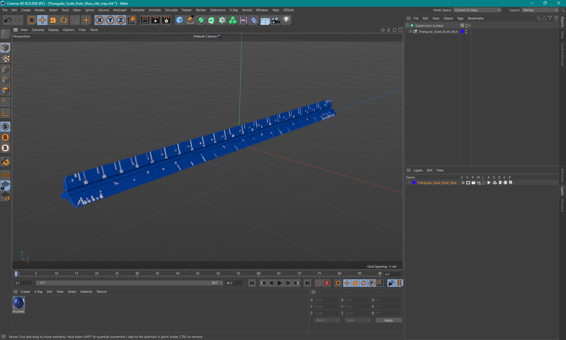 Triangular Scale Ruler Blue 3D