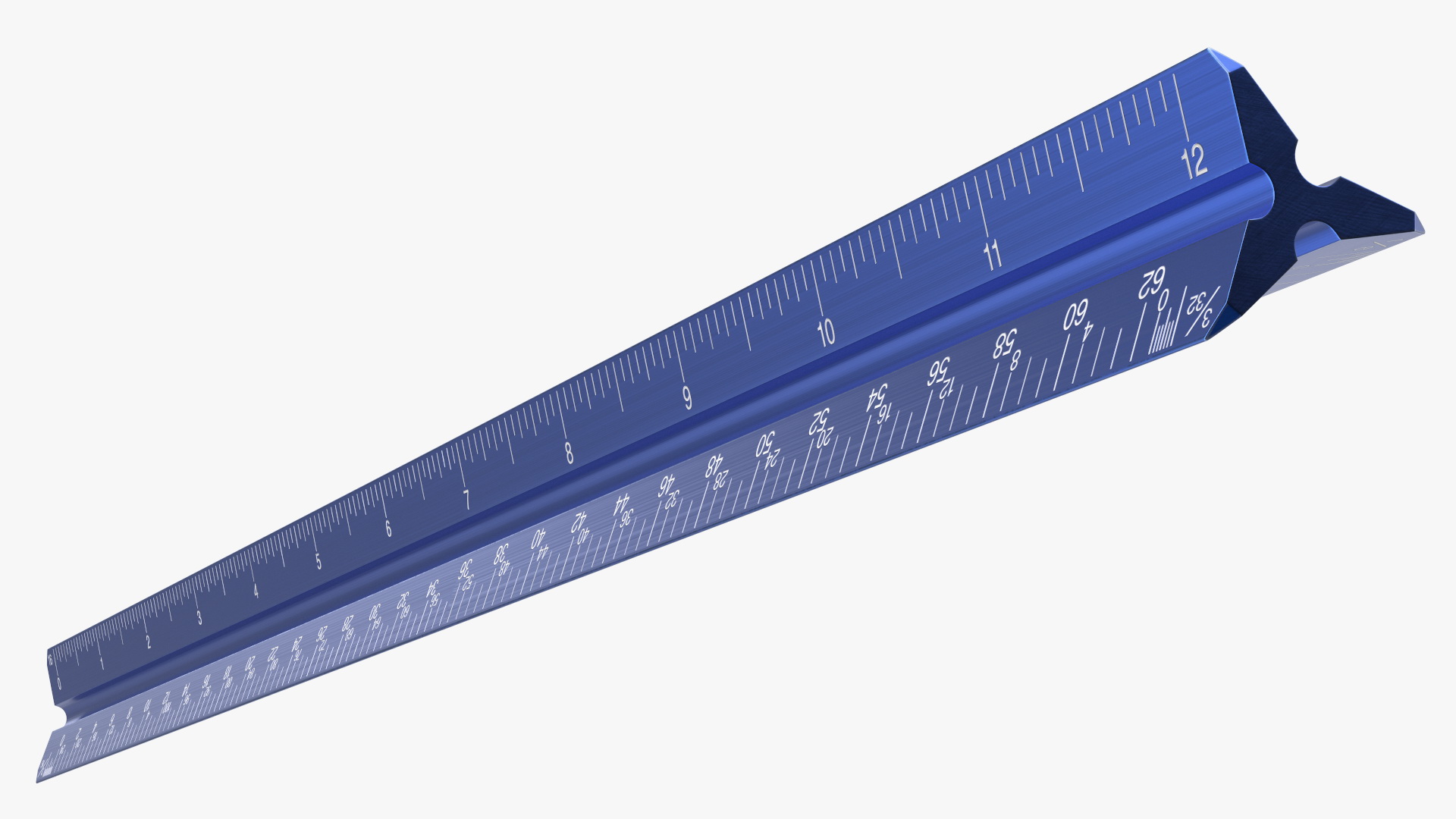 Triangular Scale Ruler Blue 3D