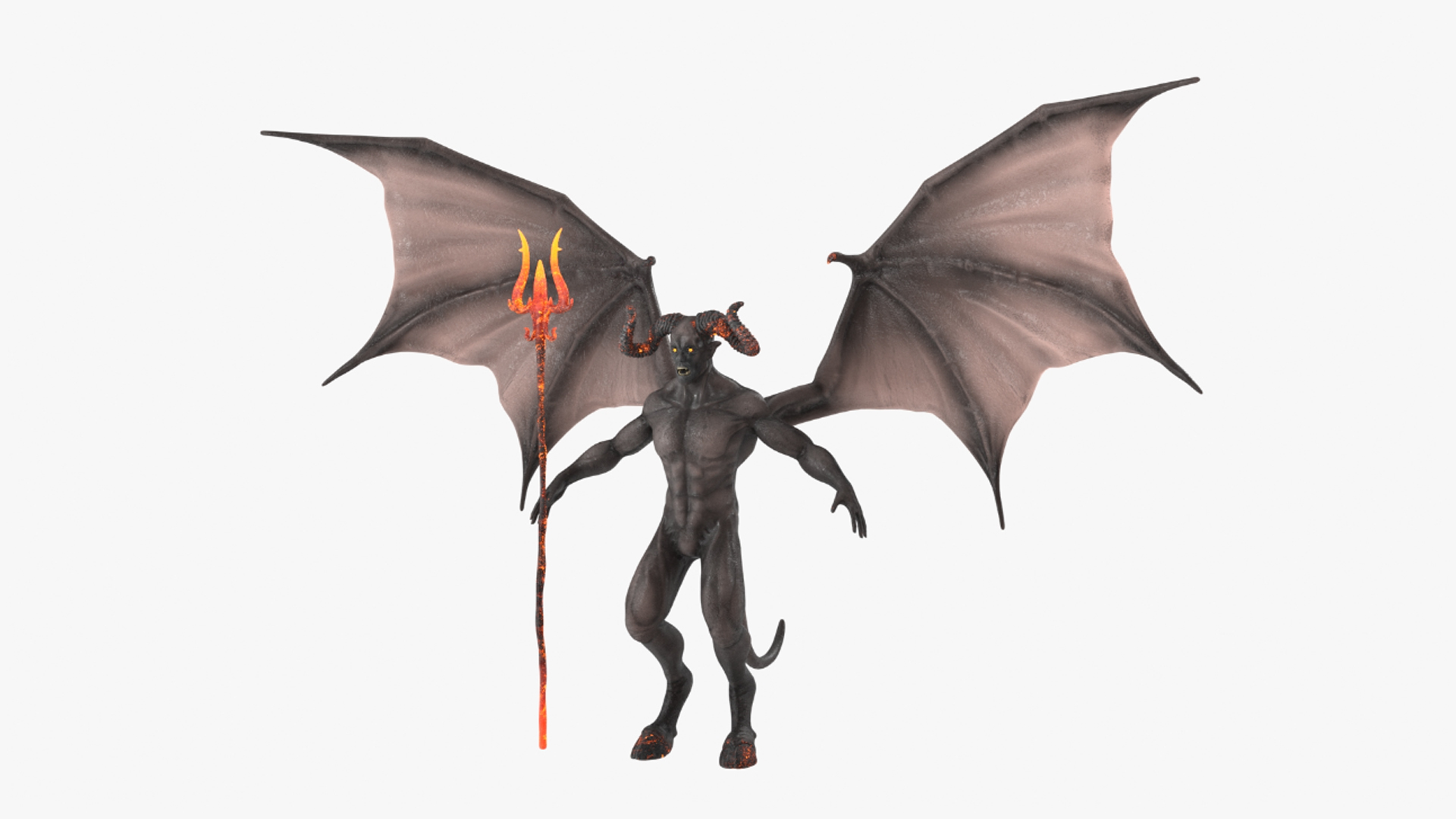 Devil Character with Trident Rigged for Cinema 4D 3D model